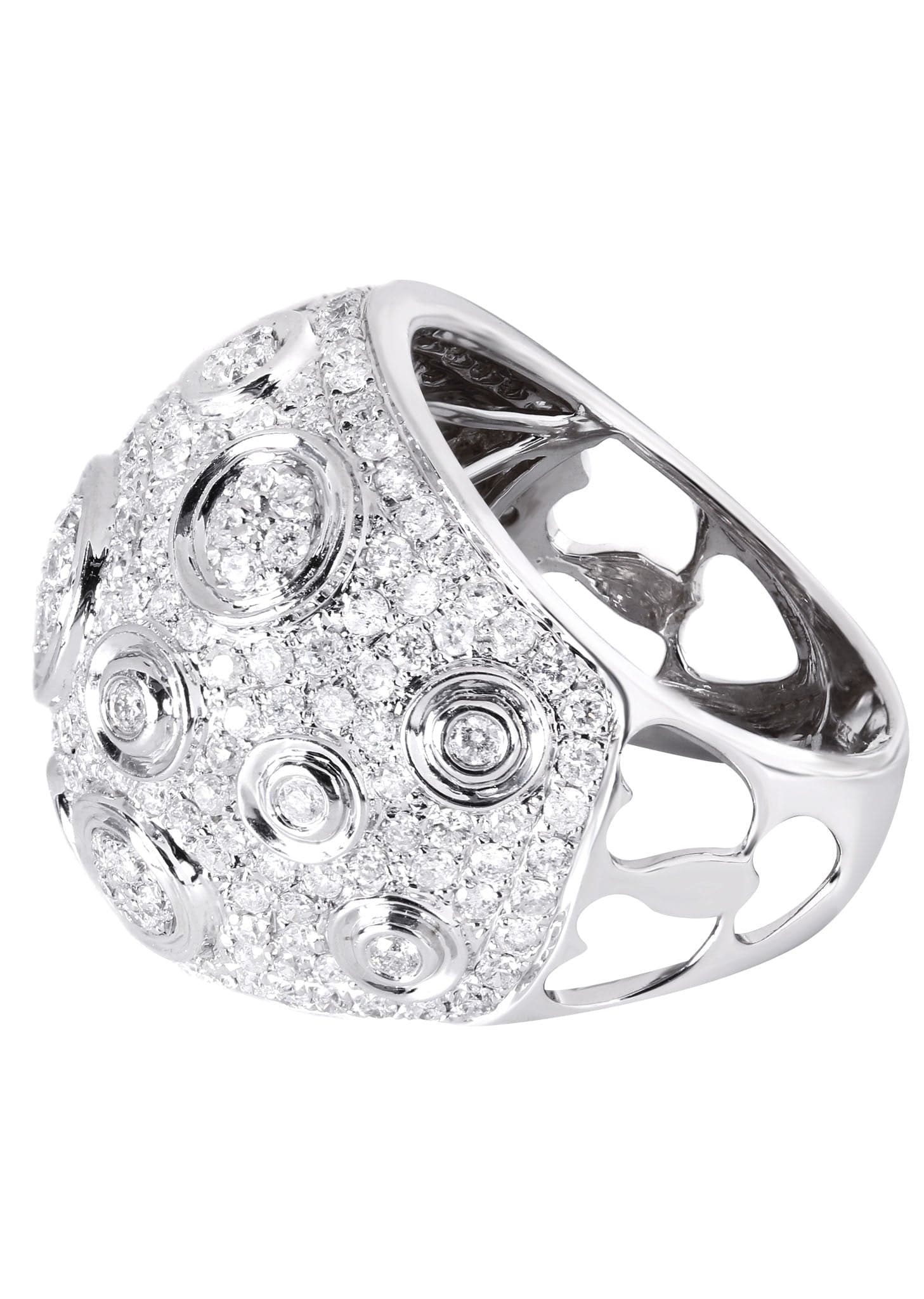 14K Gold Ladies Diamond Cocktail Ring - 2.48 Carats Total Weight, 12.49 Grams | Elegant Evening Party Jewelry for Women, Perfect for Weddings, Anniversaries & Special Occasions