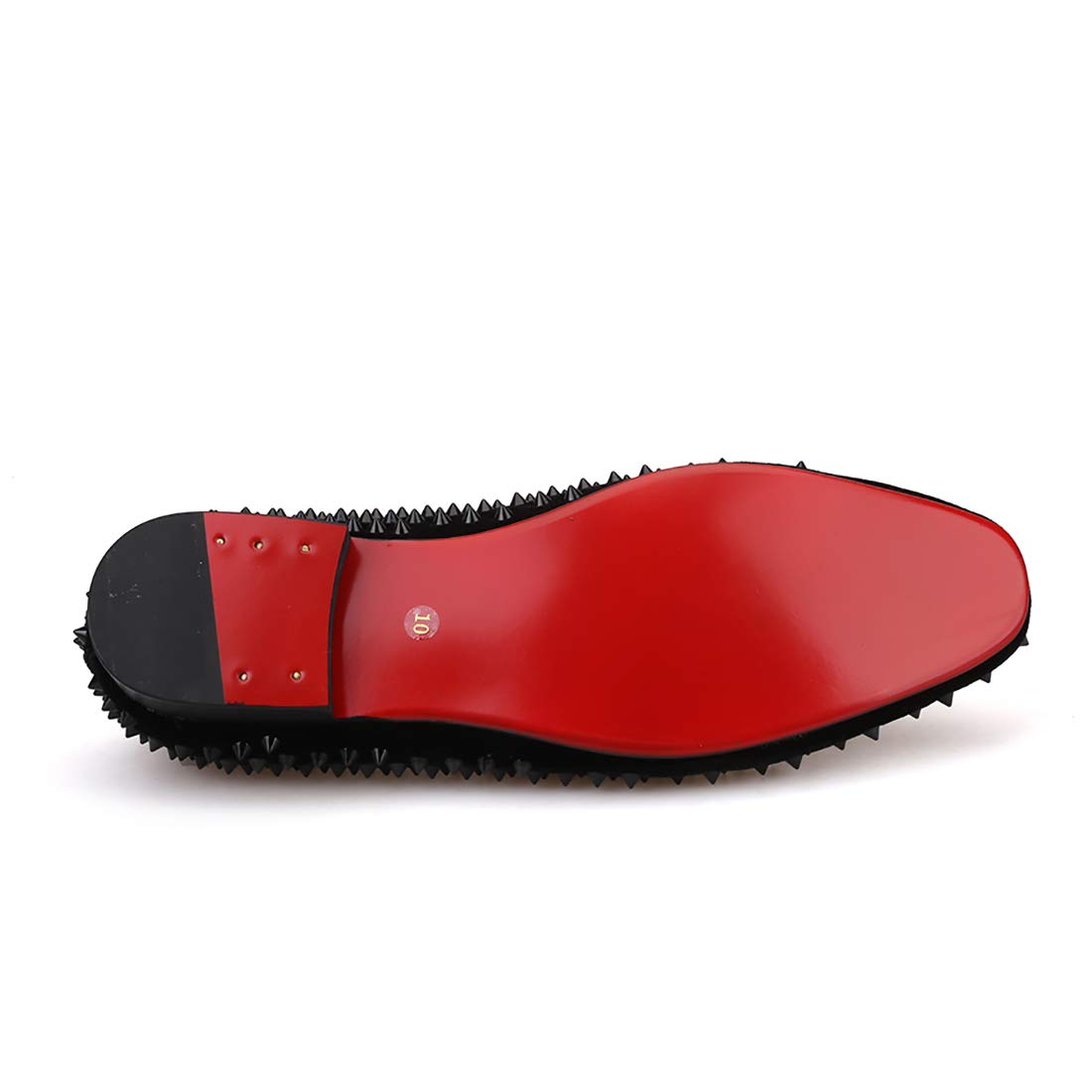 Royal Blue Velvet Men's Loafers with Spikes - Slip-On Dress Shoes for Smoking Slippers & Formal Occasions - Comfortable Male Flats for Weddings, Parties and Evening Events