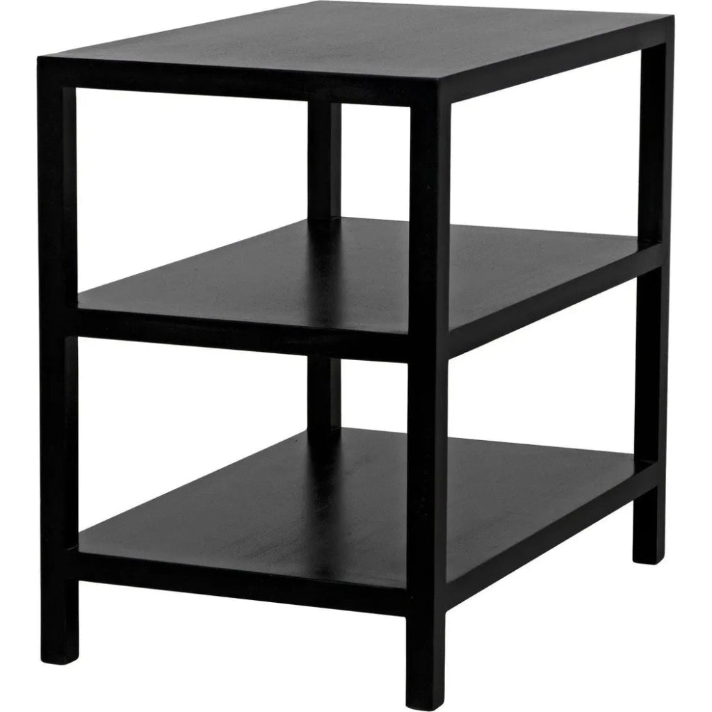 2-Tier Wooden Side Table - Black Rectangular End Table for Living Room, Bedroom & Office - Perfect for Holding Lamps, Books & Decor