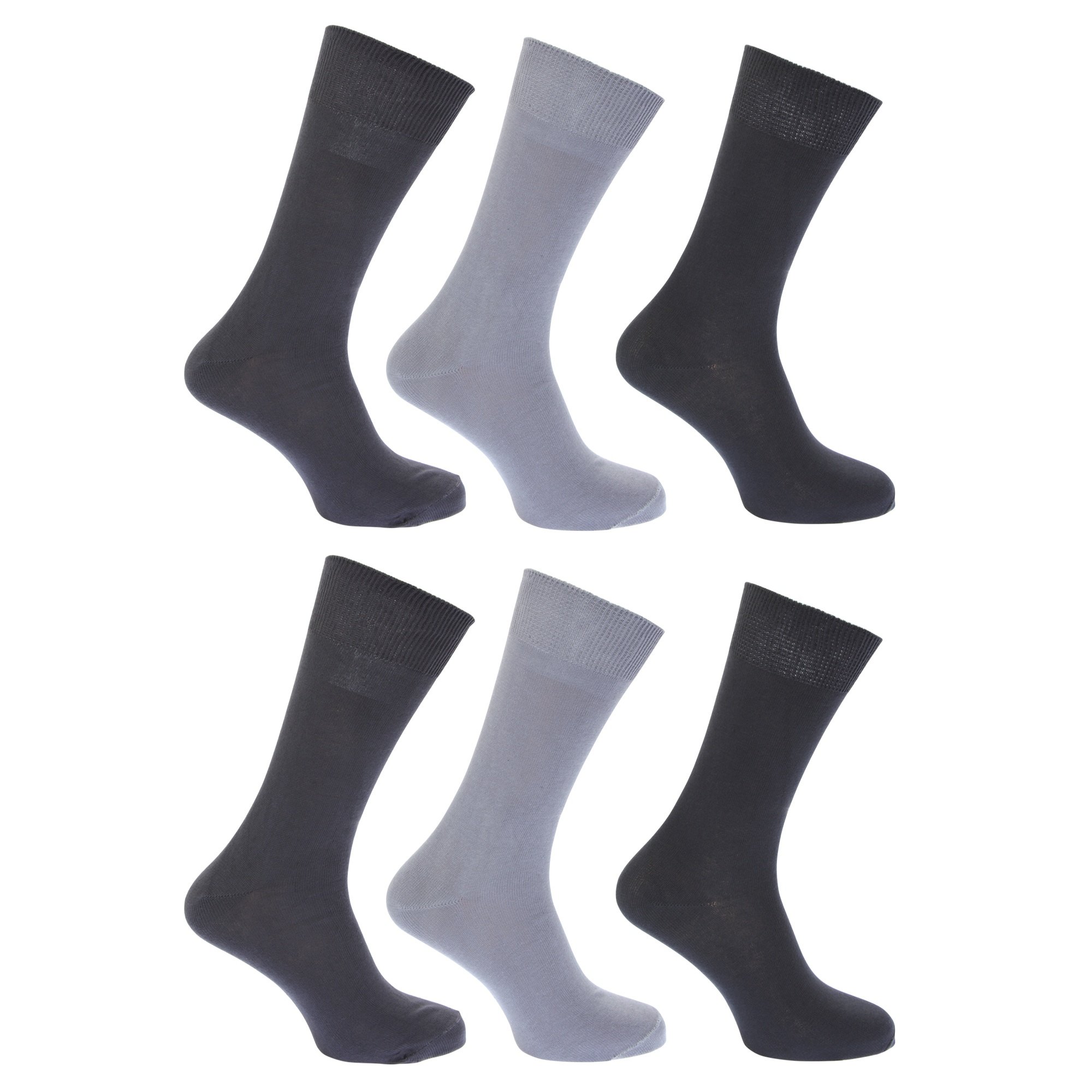 Floso® Men's 100% Cotton Crew Socks - 6 Pack Soft Breathable Everyday Socks for Work, Gym & Casual Wear