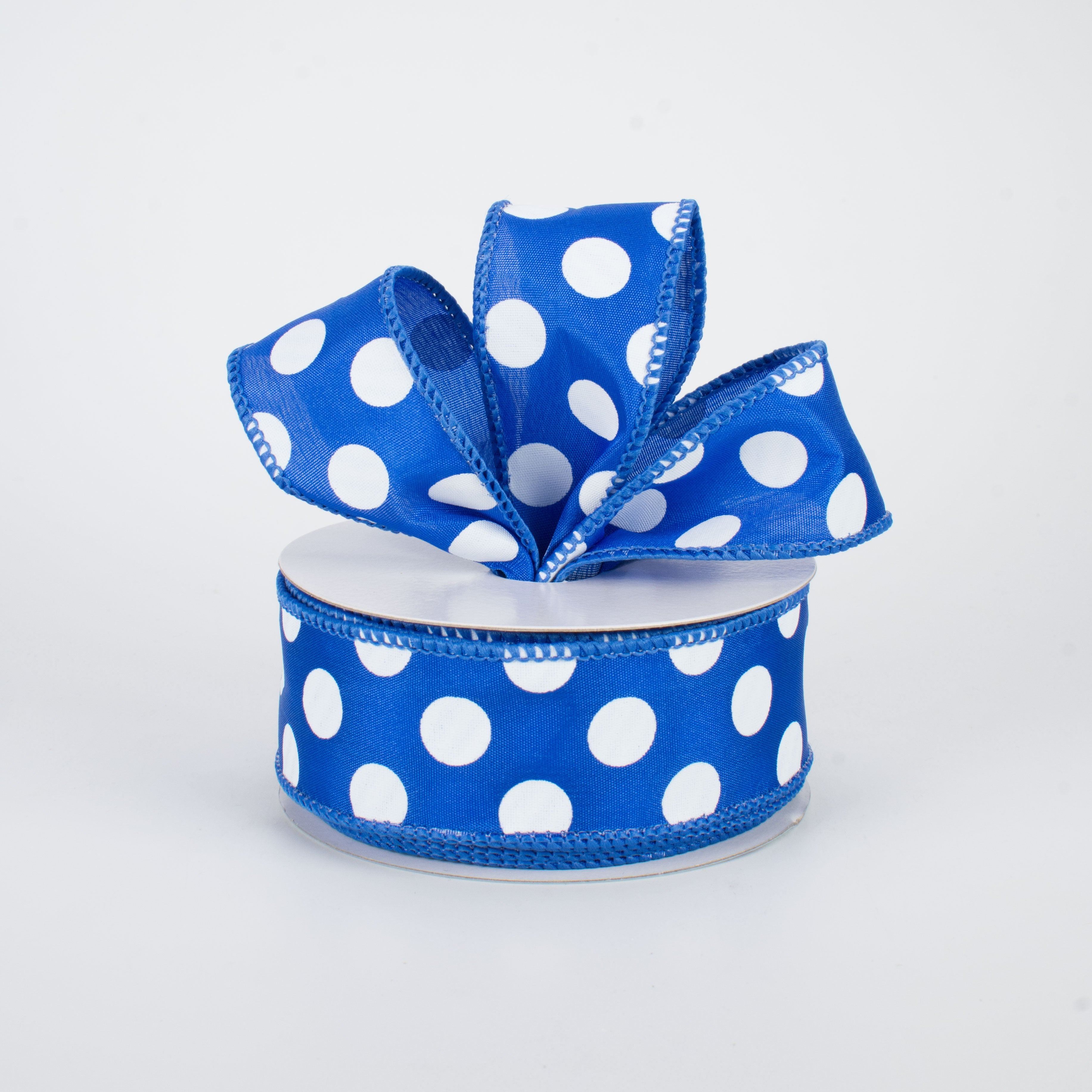 1.5 Inch Big Polka Dot Ribbon - Royal Blue & White Grosgrain Ribbon (10 Yards) for Gift Wrapping, Crafts, DIY Projects, Party Decorations