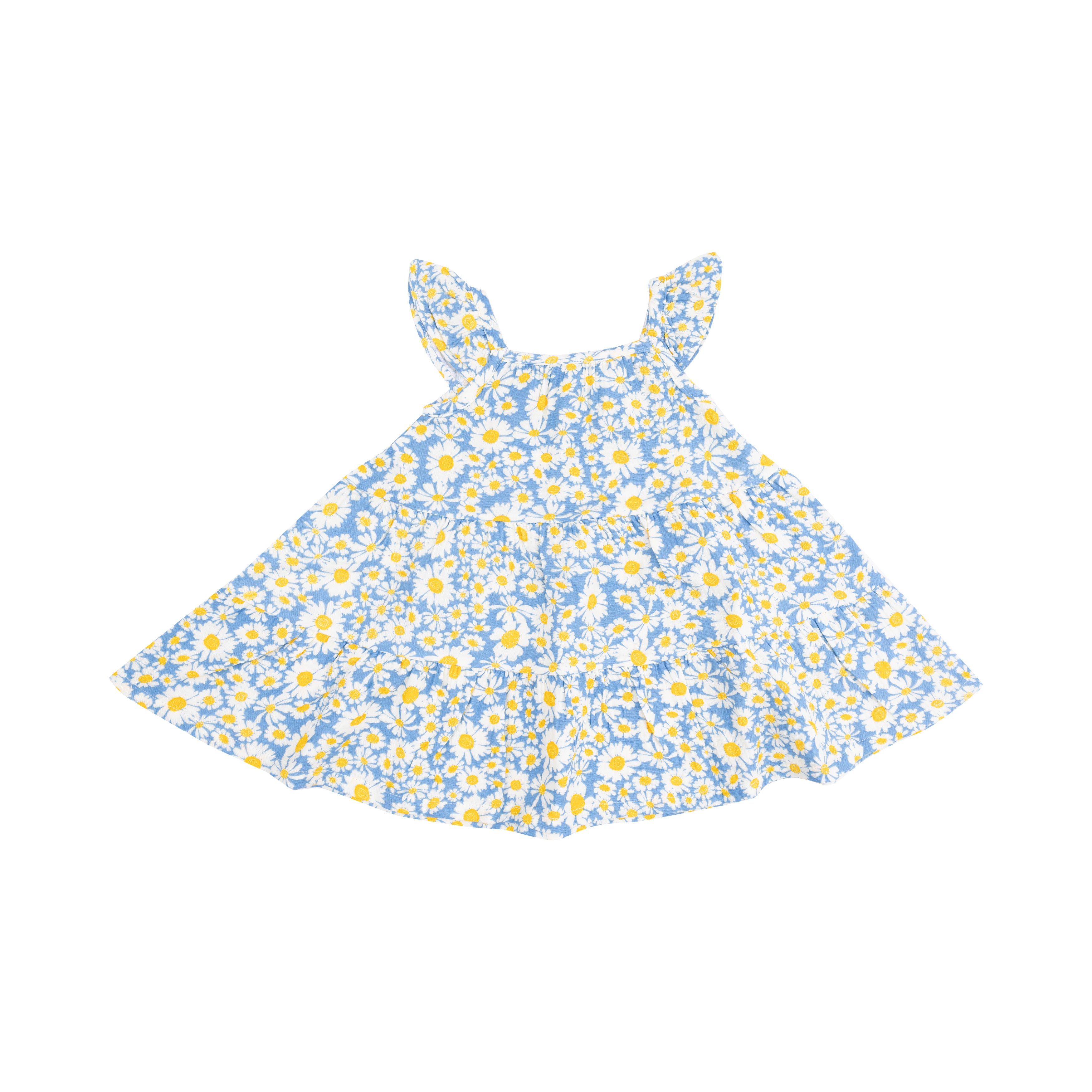 Shasta Daisy Muslin Twirly Sundress for Girls - Floral Summer Dress with Ruffle Hem - Perfect for Beach, Picnic & Outdoor Play