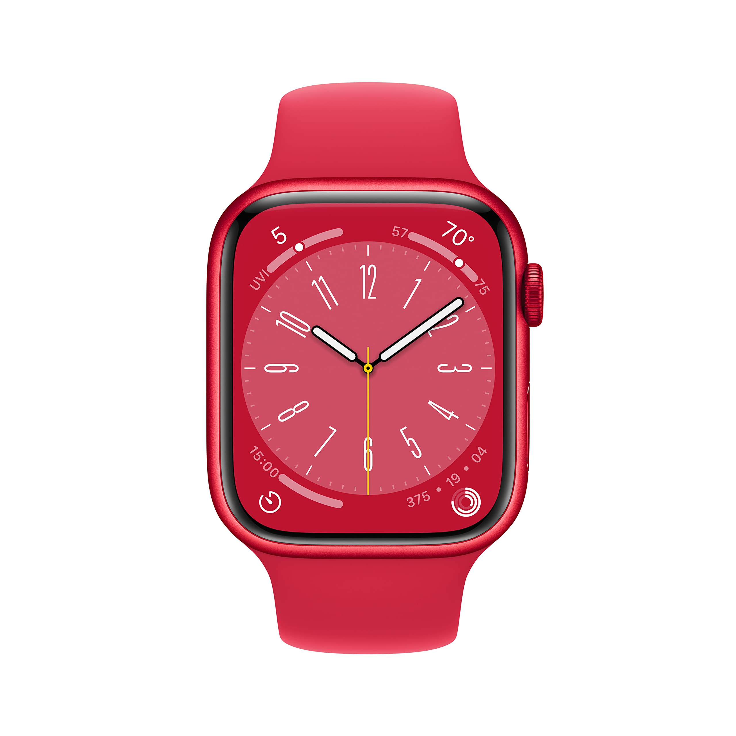 Apple Watch Series 8 GPS + Cellular 45mm (Renewed) - Red Aluminum Case with Red Sport Band M/L | Smart Fitness Tracker, Heart Rate Monitor & Waterproof Smartwatch for Running, Swimming & Daily Use