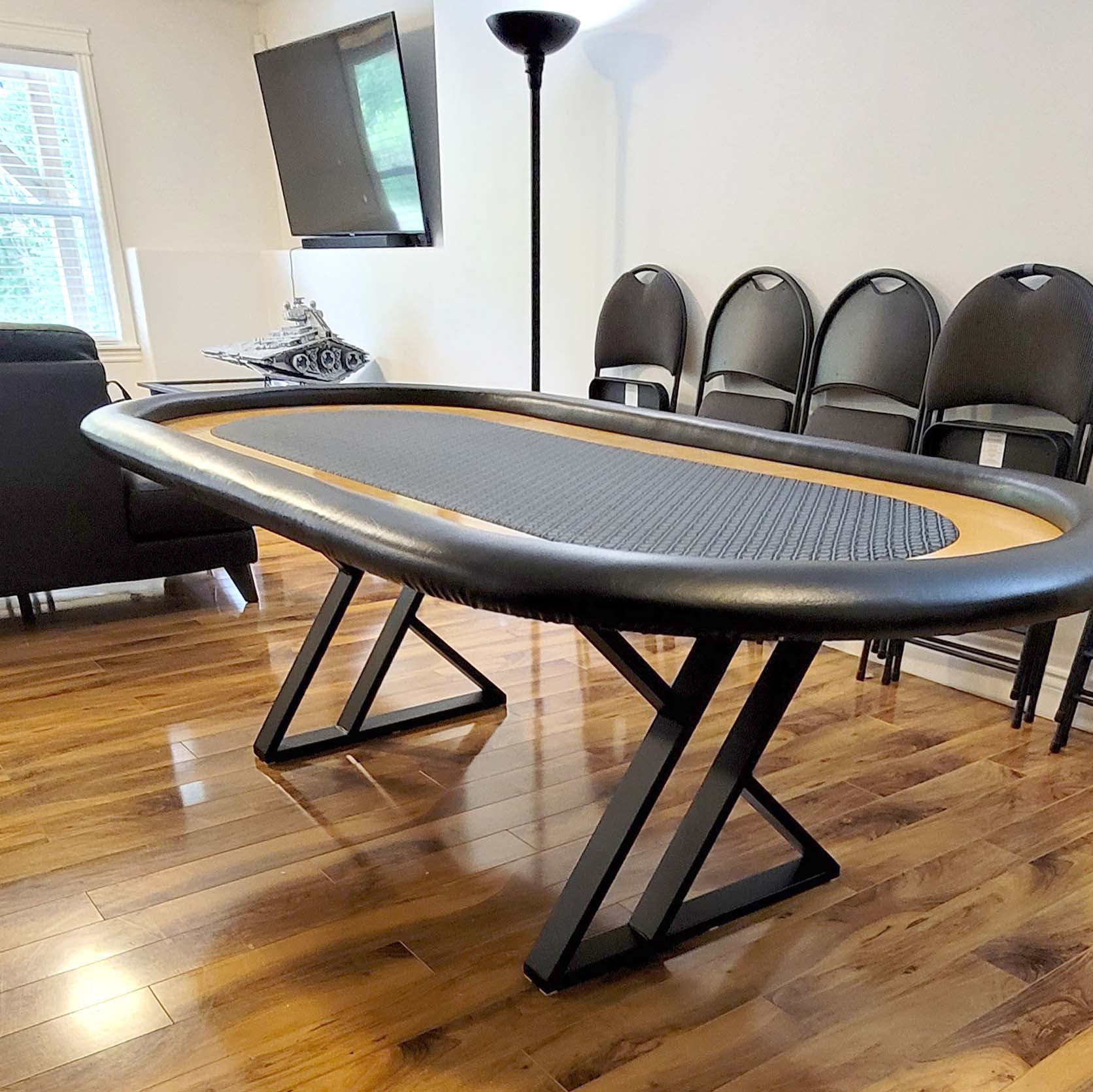 SS1110 Double Z Dining Table Legs - Black Powder Coated Metal Table Base (1 Pair) - Perfect for Modern Kitchen, Restaurant & Home Dining Room Furniture