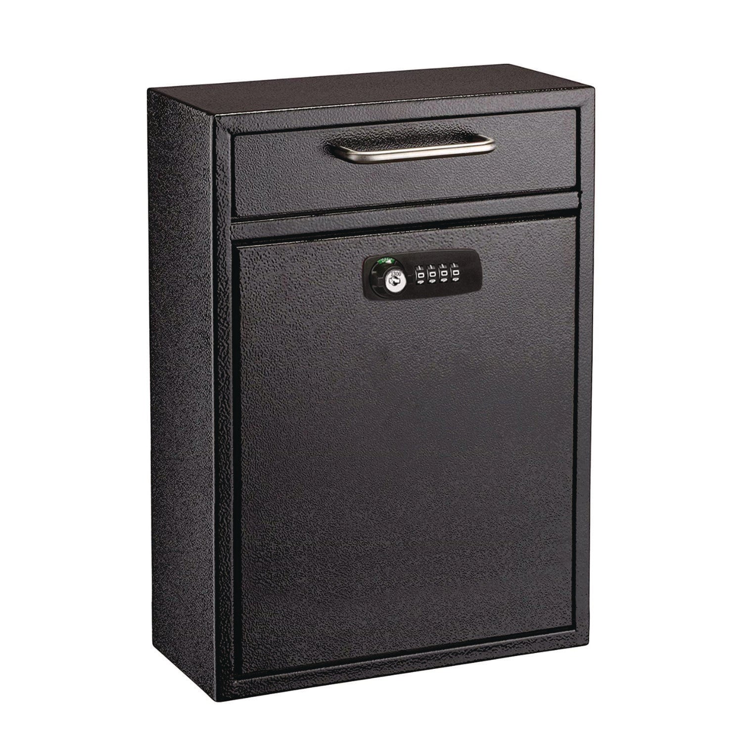 AdirOffice Large Secure Drop Box - Wall Mounted Locking Mailbox with Key & Combination Lock (11.2 x 4.7 x 16.2 Inches, Black) - Perfect for Home, Office, Apartment & Commercial Package Delivery Security