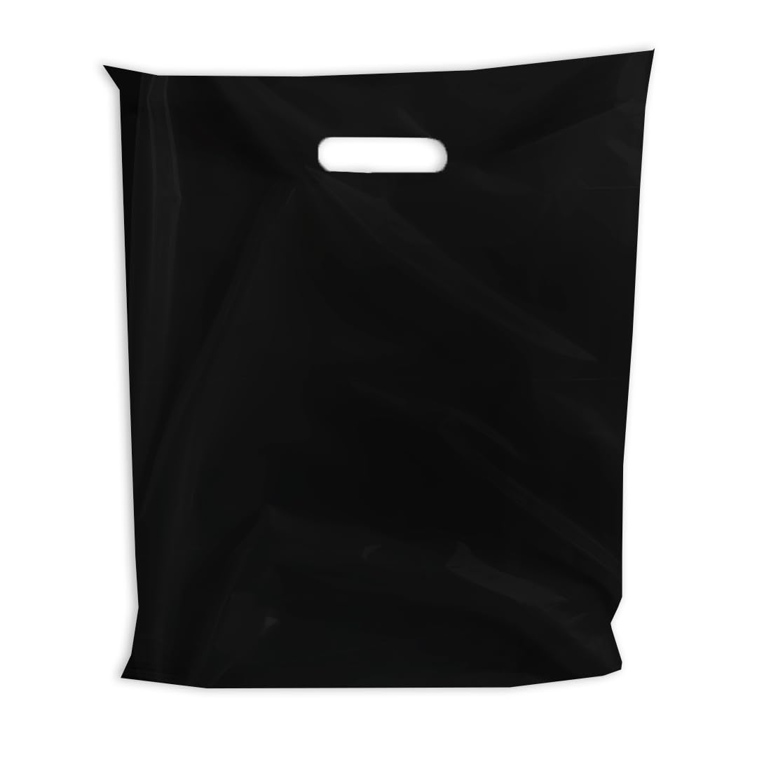 100 Pack Black & White Plastic Retail Bags - 18