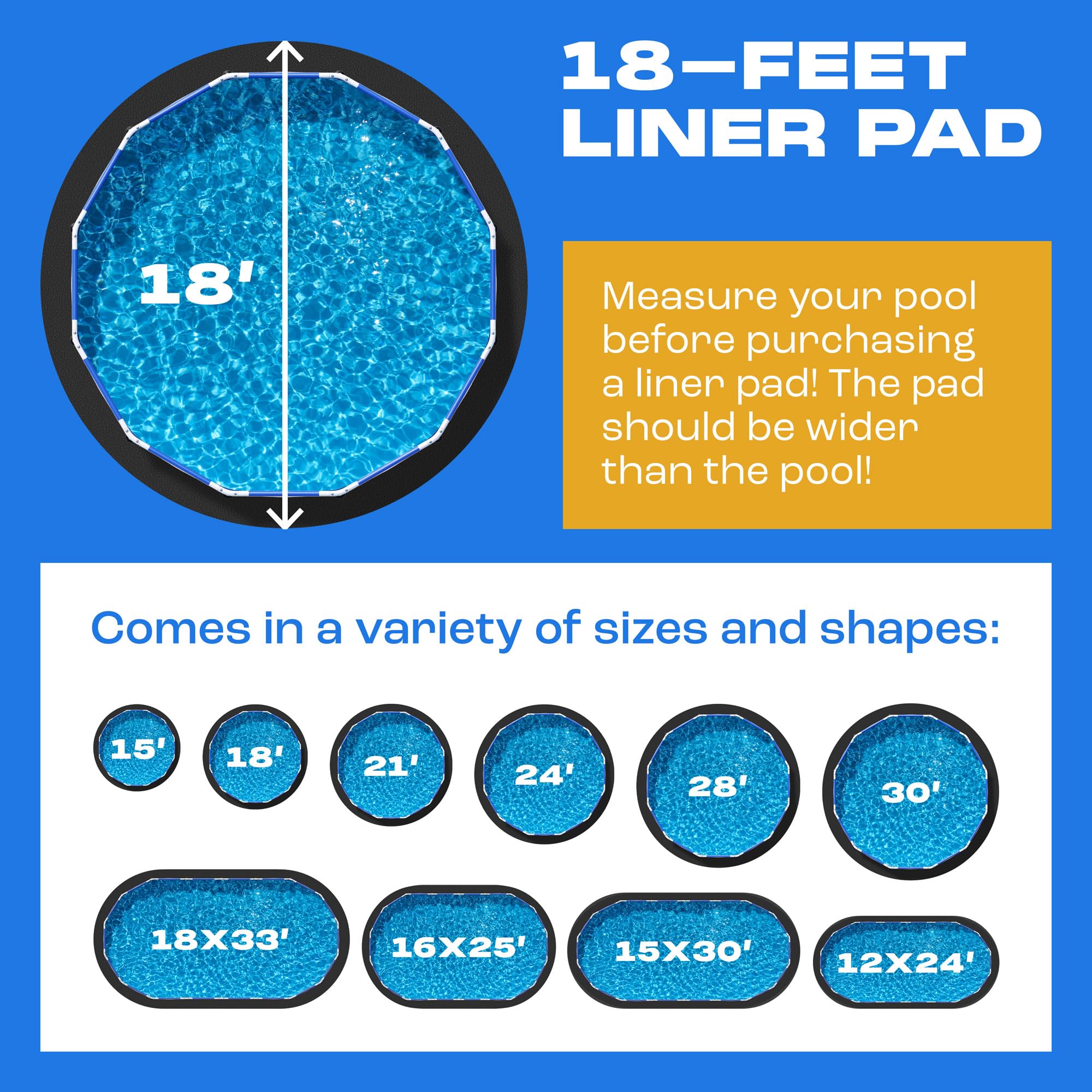 Yankee 18 Ft Round Pool Liner Pad - Puncture Proof Above Ground Pool Mat, Heavy Duty Swimming Pool Liner Protector to Prevent Tears & Grass Damage - Extends Pool Liner Life - Perfect for Backyard, Inground & Above Ground Pools