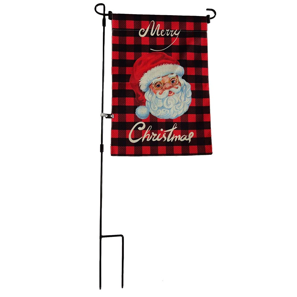 Premium Metal Garden Flag Stand with Tiger Clip & Spring Stoppers - Weatherproof Powder Coated Pole Holder for Christmas & Seasonal Decor (Patio, Yard, Porch Decoration)