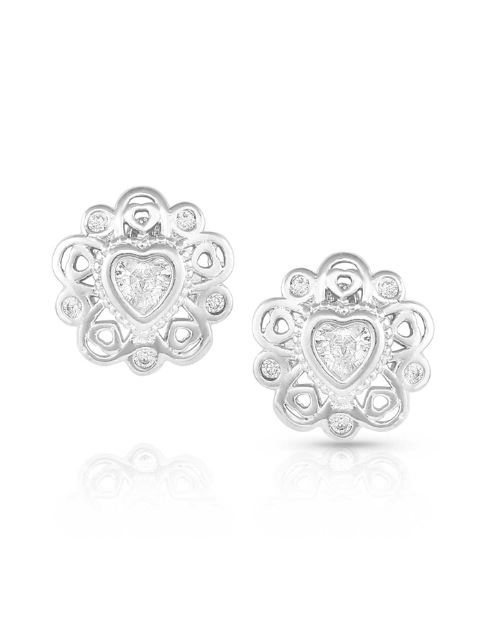 Montana Silversmiths ER5357 Women's Hidden Hearts Crystal Post Earrings - Sterling Silver Elegance for Everyday Wear & Special Occasions