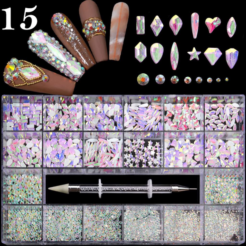 Premium Multi-Shaped Rhinestone Box Set for DIY Crafts, Jewelry Making, and Home Decor | Sparkling Decorative Stones for Nail Art, Scrapbooking, and Gift Wrapping