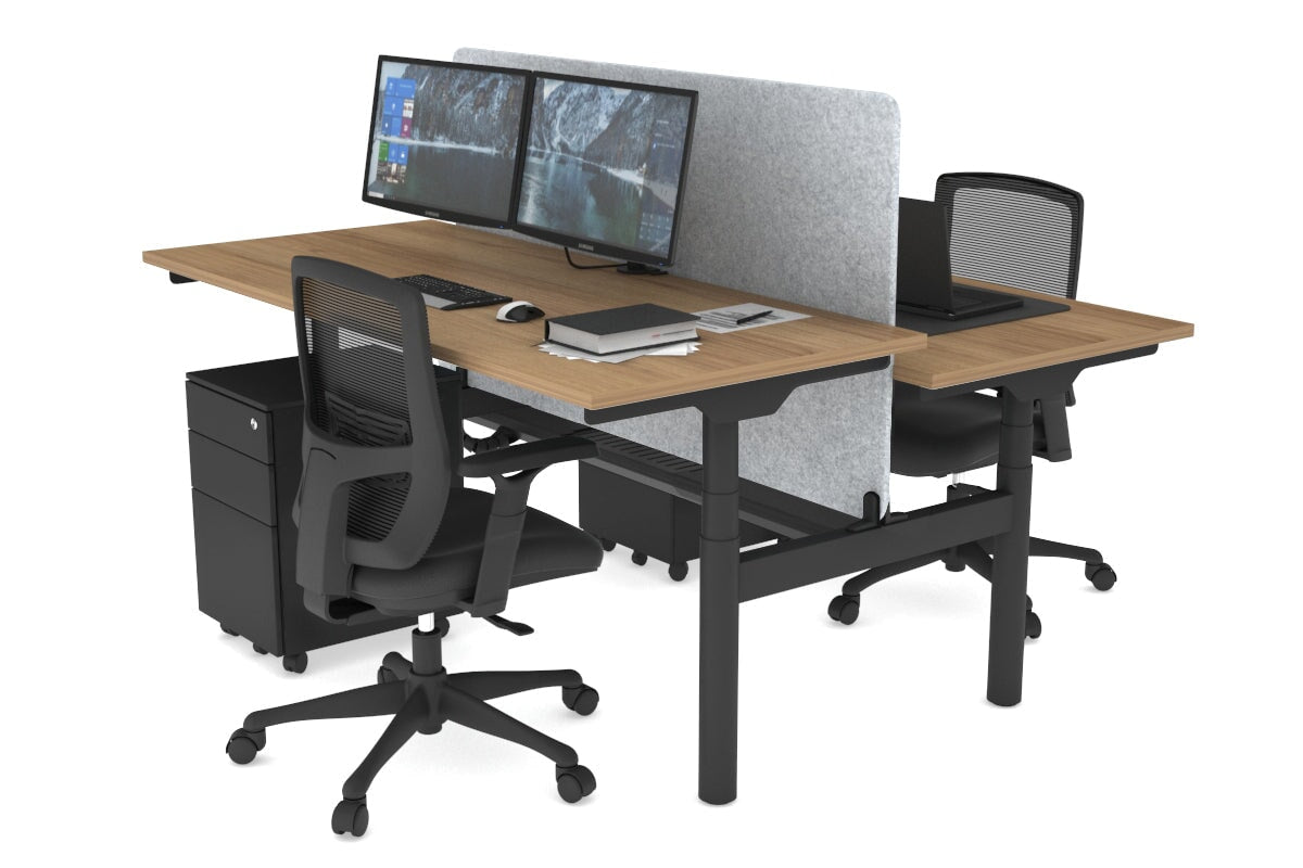 Flexi Premium Height Adjustable 2-Person H Bench Workstation - Black Frame [1800L x 700W] - Ergonomic Office & Home Workspace Solution for Shared Desks