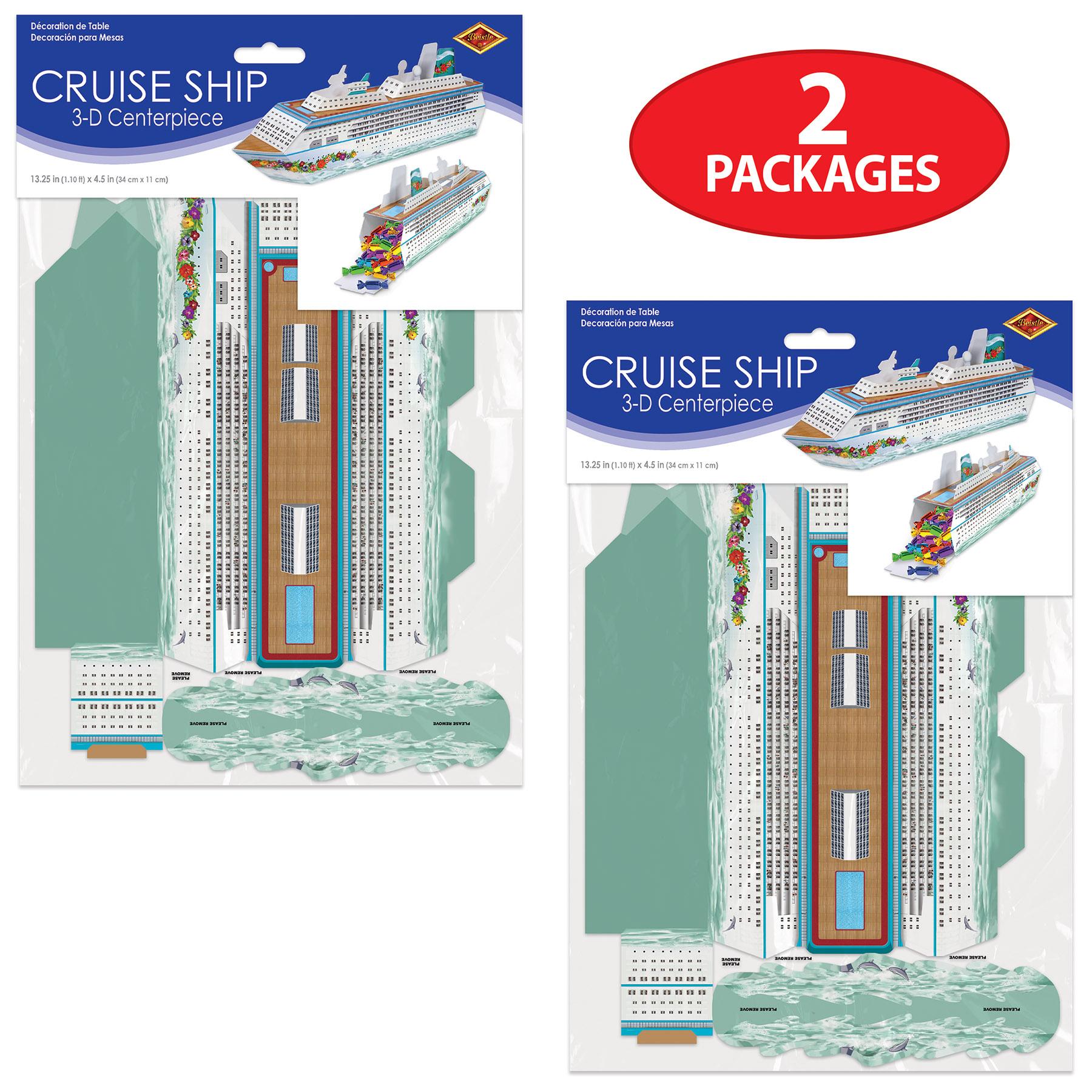 12 Pack Beistle 3D Cruise Ship Party Centerpieces - Nautical Theme Decorations for Cruise Ship Parties, Baby Showers & Birthday Celebrations