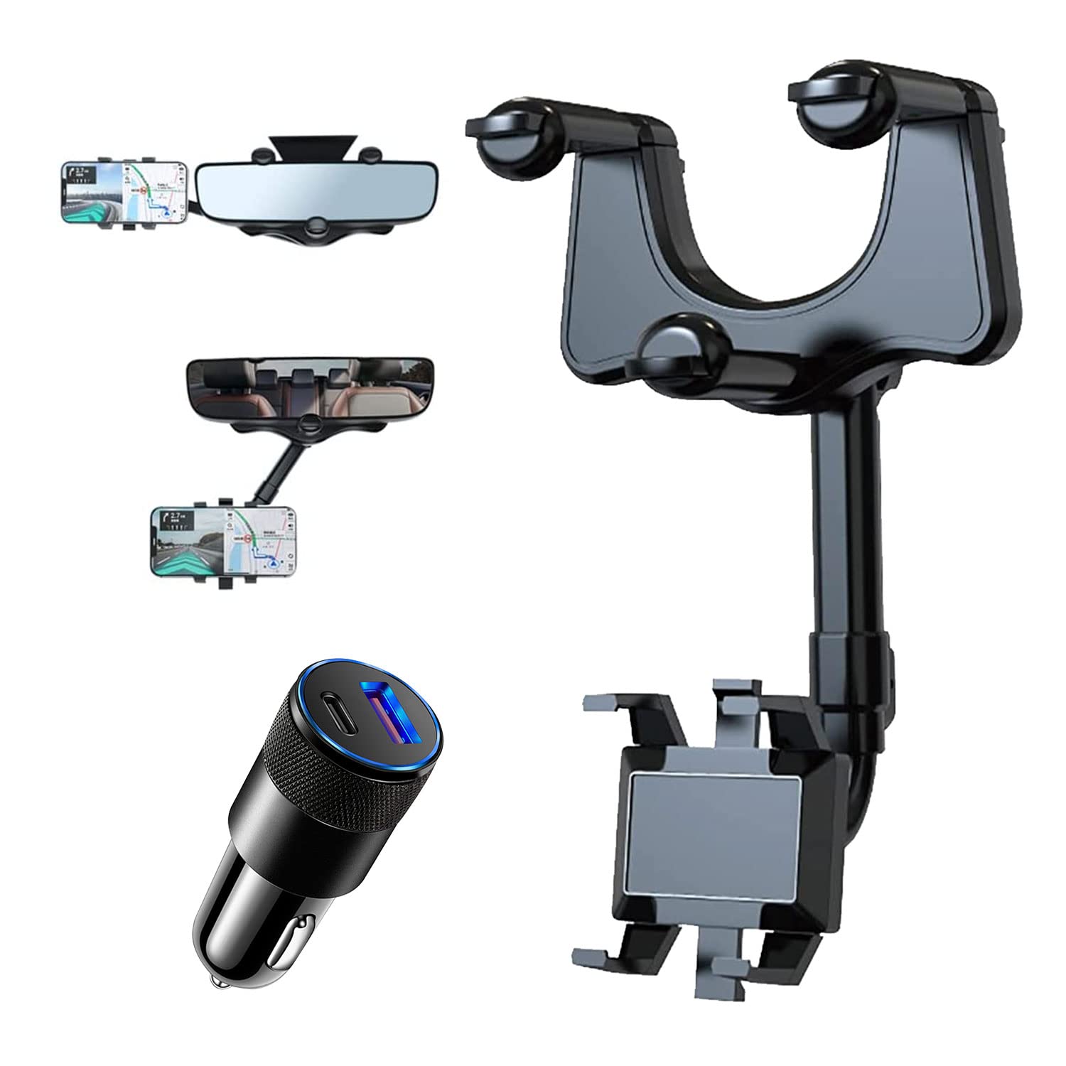 360° Rotatable Car Phone Holder - Universal GPS Mount for All Phones - Safe Driving Navigation