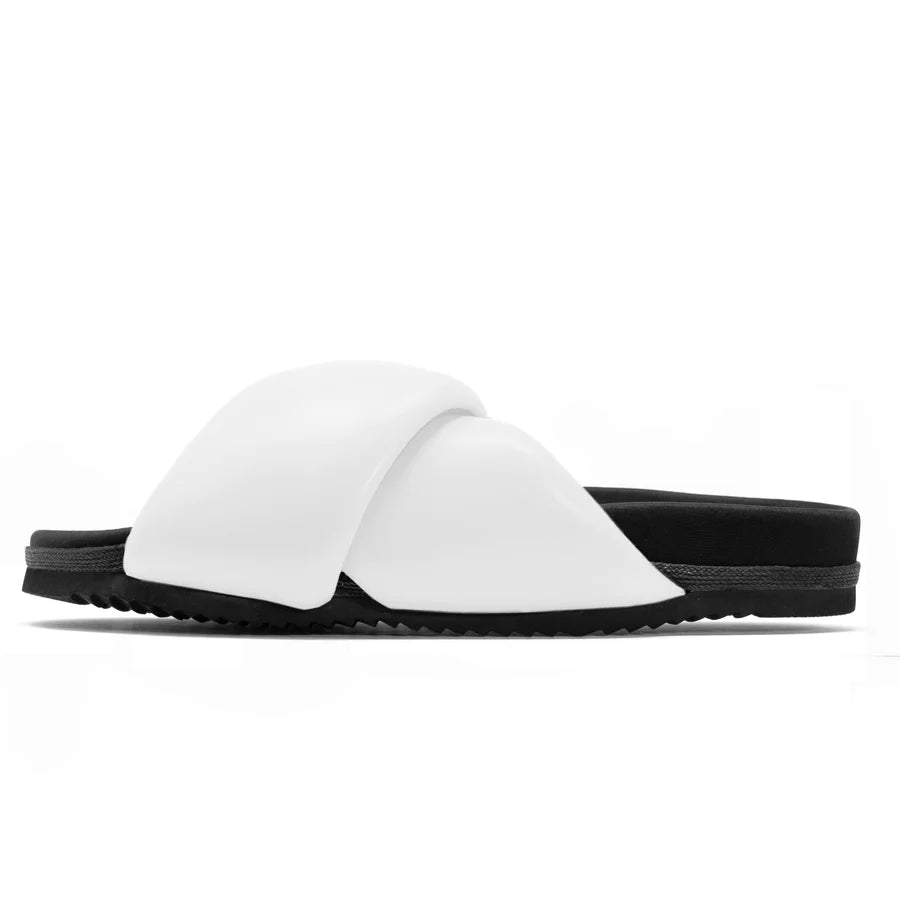 ROAM Women's Foldy Puffy Vegan Leather Sandals - White | Comfortable & Stylish Summer Shoes for Walking, Travel & Beach Outfits
