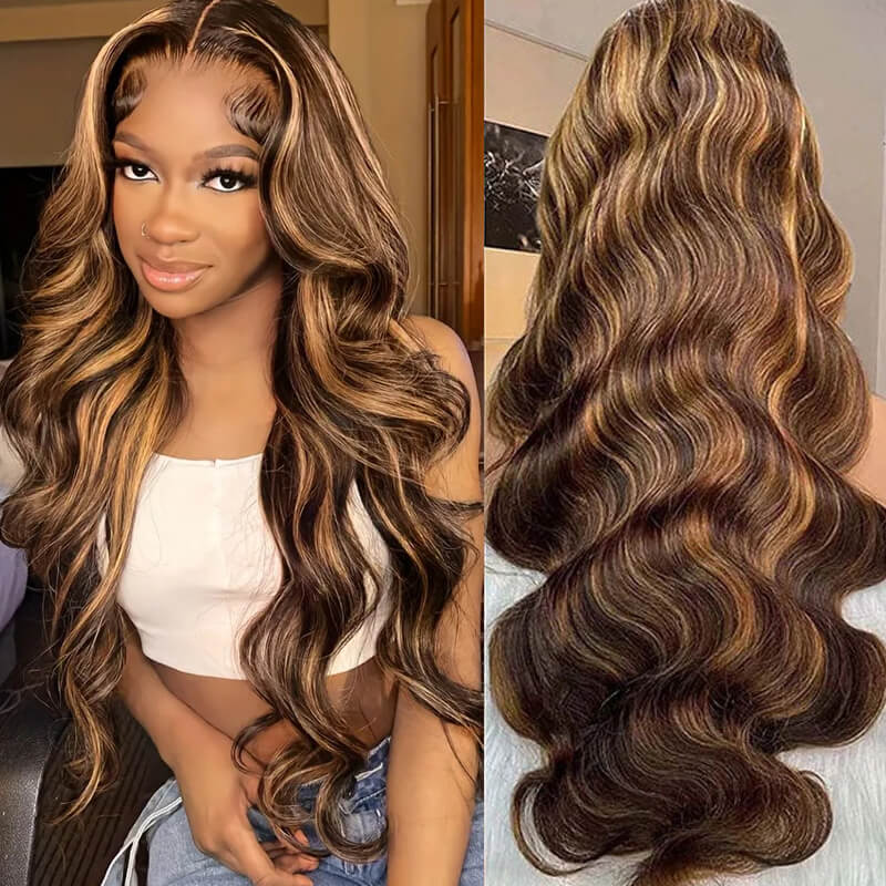 Eullair 28 Inch Body Wave Human Hair Wig with 13x4 Lace Frontal - Natural Wavy Colored Wig for Fall | Affordable & Cost-Effective Choice | Perfect for Daily Wear, Cosplay, and Special Occasions