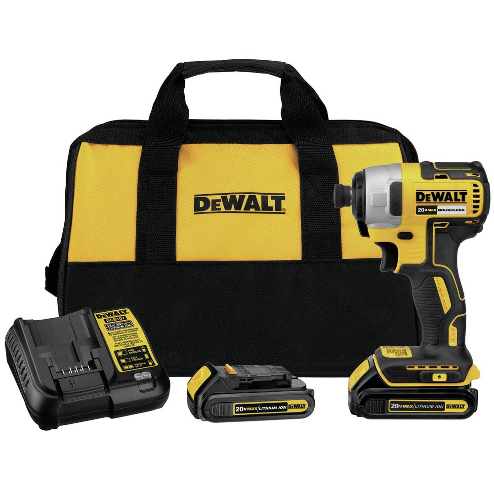 DEWALT 20V MAX Brushless Cordless Impact Driver Kit with 1/4