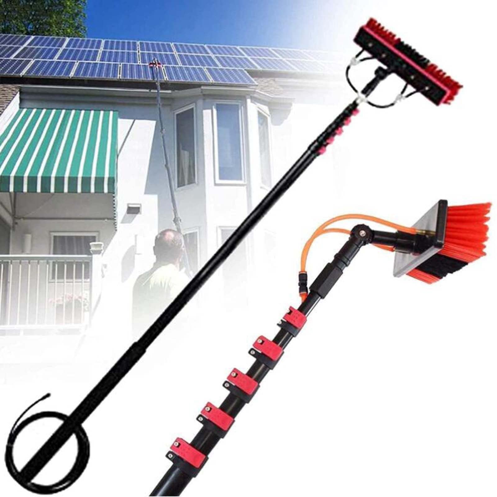 **Telescopic Extension Pole Cleaning Kit - 3.6M to 10.8M Adjustable High-Density Alloy Window Cleaning Pole with Rinse Bar & Brush for Indoor & Outdoor High Windows - Perfect for Cars, Homes & Commercial Use (5.4M/18FT)**
