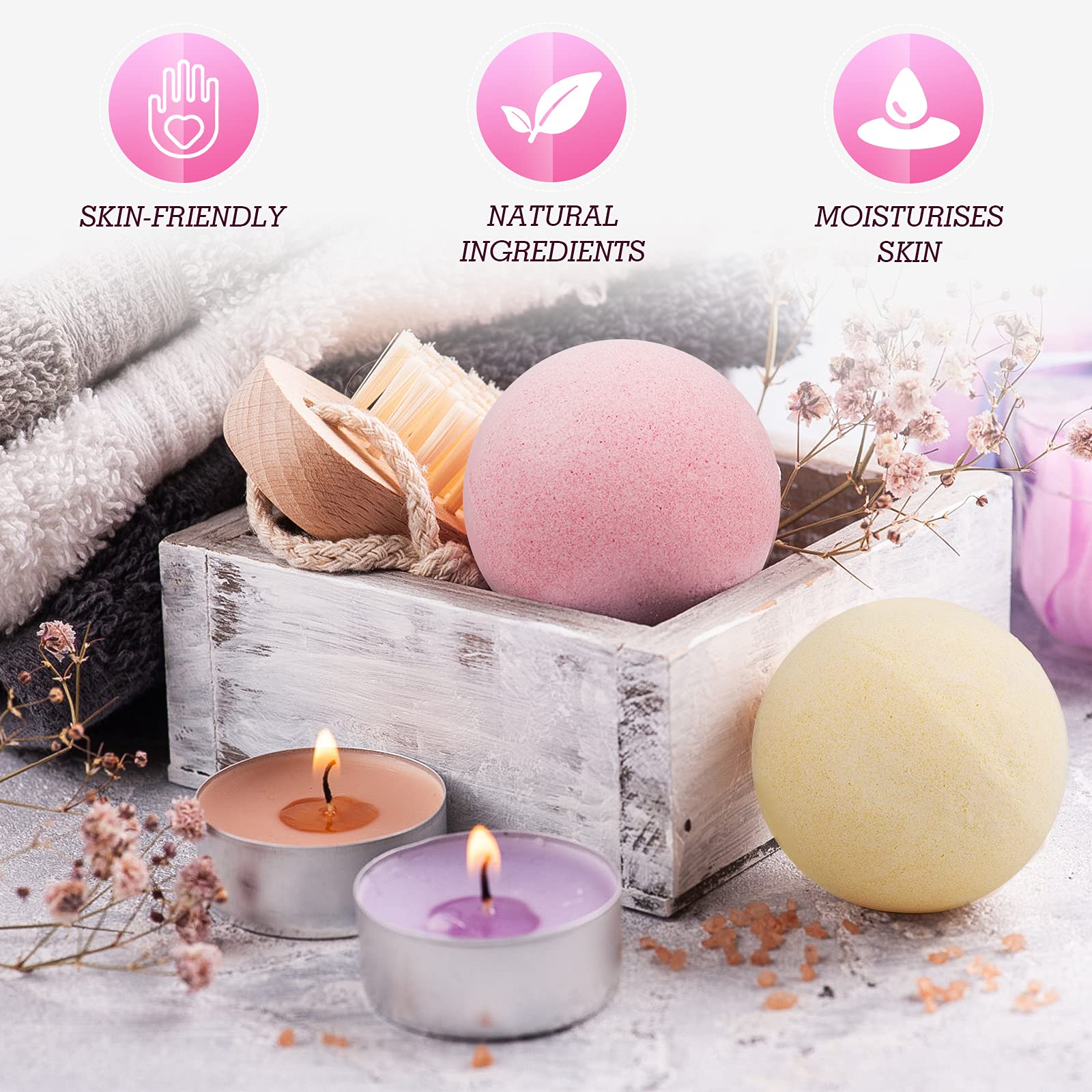 16Pcs Organic Bath Bombs Gift Set for Women - Relaxing Spa Birthday Christmas Gifts for Her - Perfect for Self-Care, Stress Relief & Romantic Bath Time