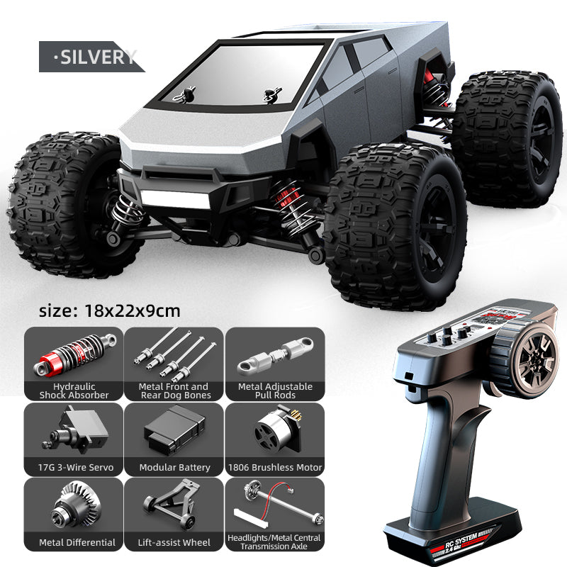JJRC C8811 1/20 Scale RC Car - 4WD High Speed 40km/h Off Road Climbing Truck with Brushless Motor, LED Lights (Black/Red) - Ready to Run for Outdoor Racing & Backyard Adventure