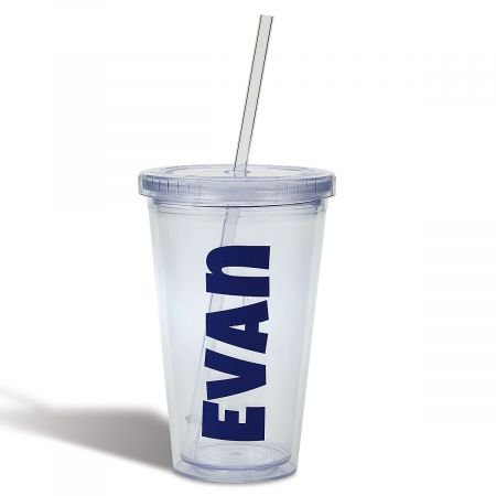 Personalized Blue Acrylic Beverage Cup - Custom 6 Inch Insulated Tumbler with Straw | Engraved Name | Perfect for Iced Coffee, Smoothies & Outdoor Activities
