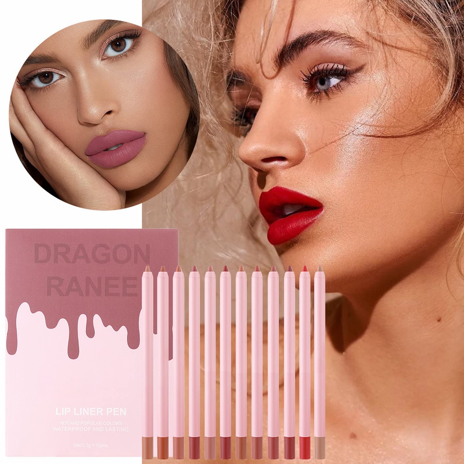Vice Cosmetics 12PC Waterproof Lip Liner Set - Long Lasting, Non-Fading Lipstick Pencil for Daily Use, Work, Party & Winter Makeup | Perfect for Travel & Special Occasions