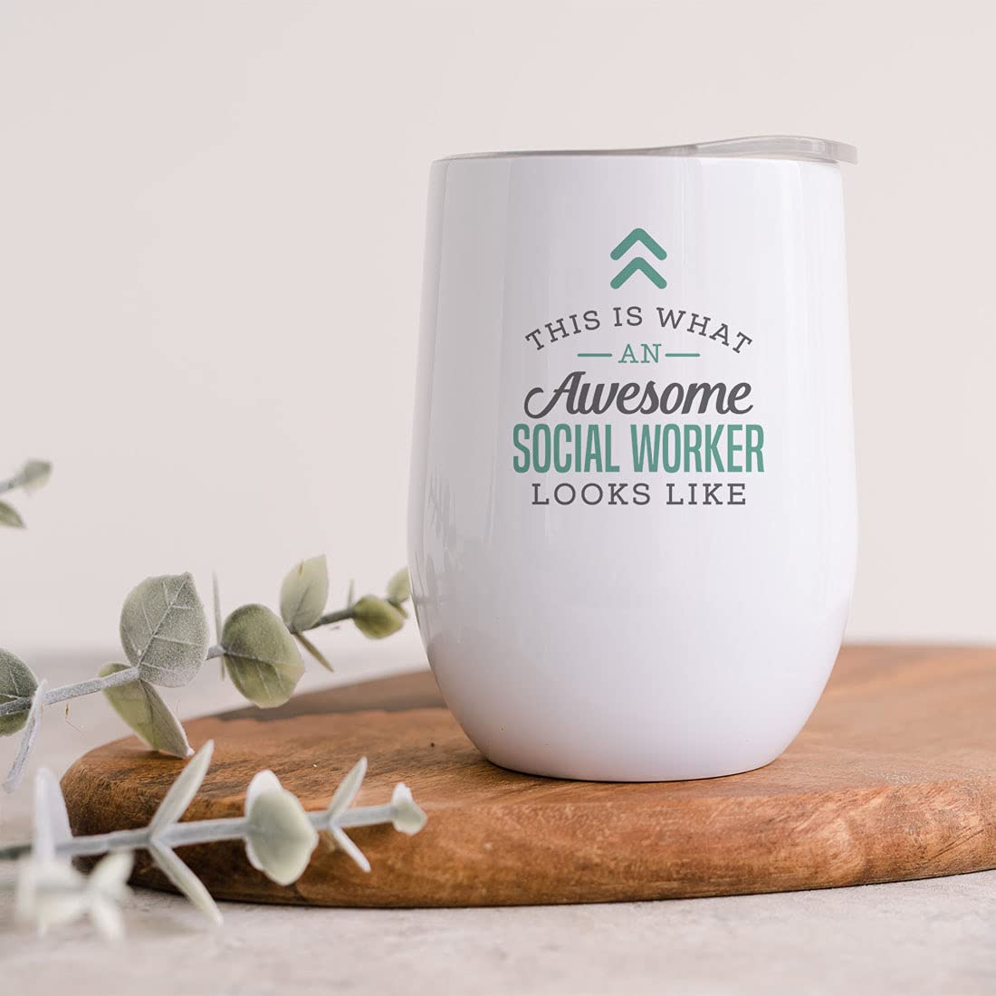 Funny Social Worker Wine Tumbler - 12oz Stainless Steel Insulated Cup with Lid - Stemless Wine Glass for Coworker Birthday Gift - Perfect for Office Use, Appreciation Gifts & Happy Hour Drinks