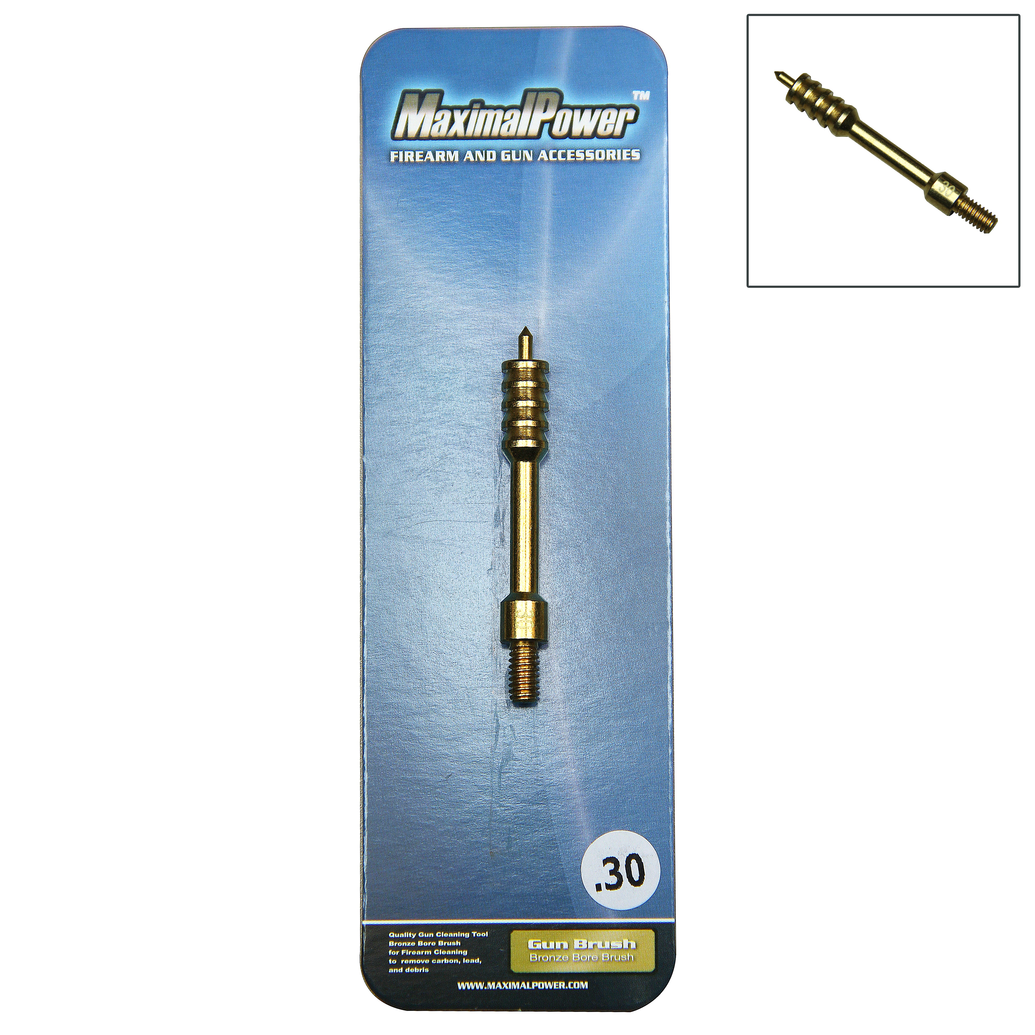 MaximalPower™ .30/.308 Caliber Brass Gun Cleaning Jag with 8-32 Thread & 6460-30 Brush - Perfect for Rifle Maintenance & Hunting Gear Care