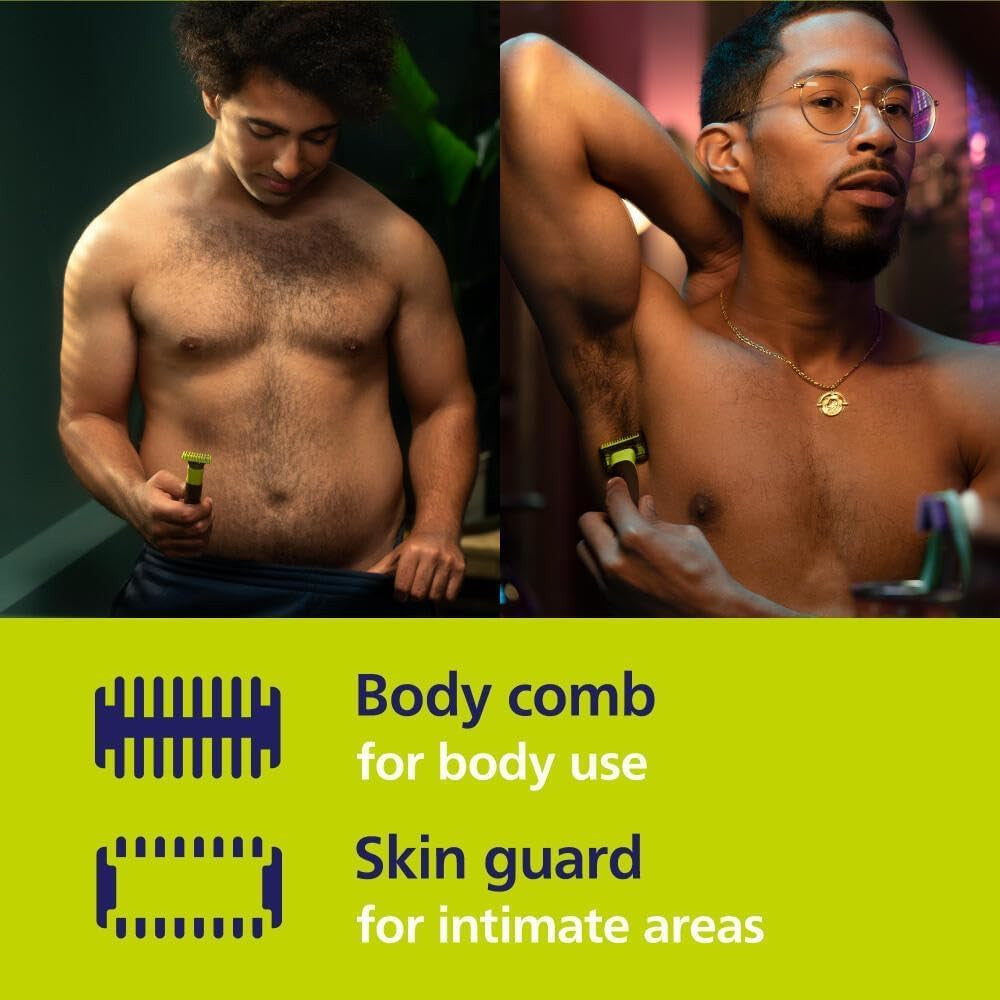 PHILIPS QP4631/65 OneBlade 360 Face & Body Trimmer - Wet & Dry Shaving with Bluetooth Connectivity & Travel Case - Perfect for Travel, Gym & Home Grooming
