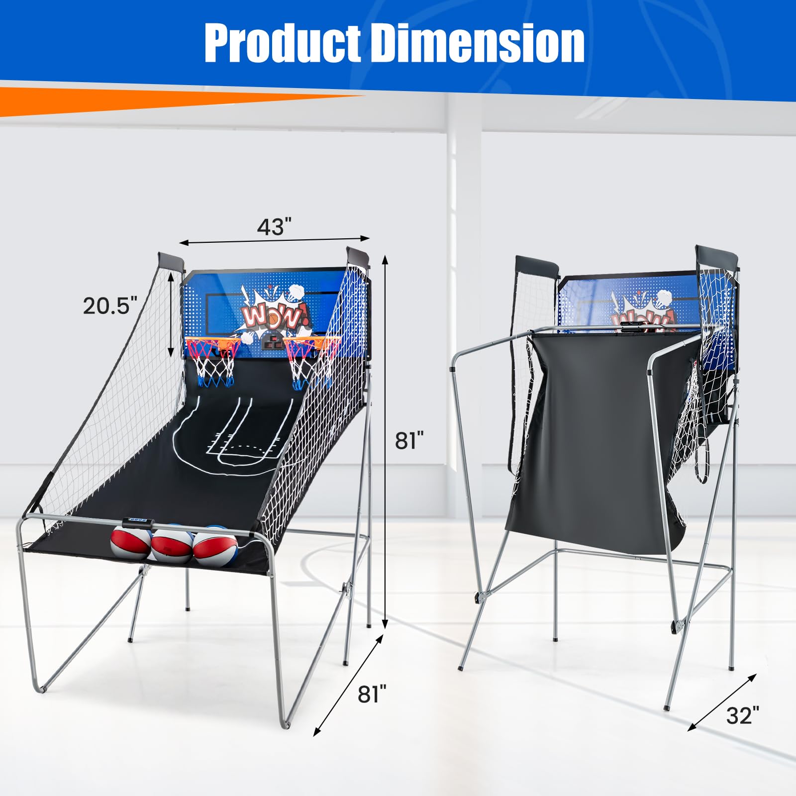 Giantex Dual Shot Electronic Basketball Arcade Game - 8 Game Modes, 2 Hoops & 4 Balls with Air Pump & LCD Scoreboard - Fun Indoor Sports Game for Adults & Kids - Perfect for Home, Office, Game Room and Party Entertainment
