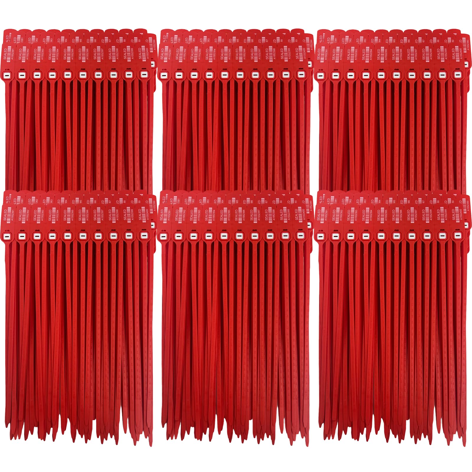 Heavy Duty Red Plastic Security Seals 16 Inch - Self Locking Shipping Seals with Progressive Numbering for Trucks, Trailers, Cargo Containers - Tamper Proof Luggage & Package Seals (600 Count) - Ideal for Logistics, Transportation & Warehouse Security