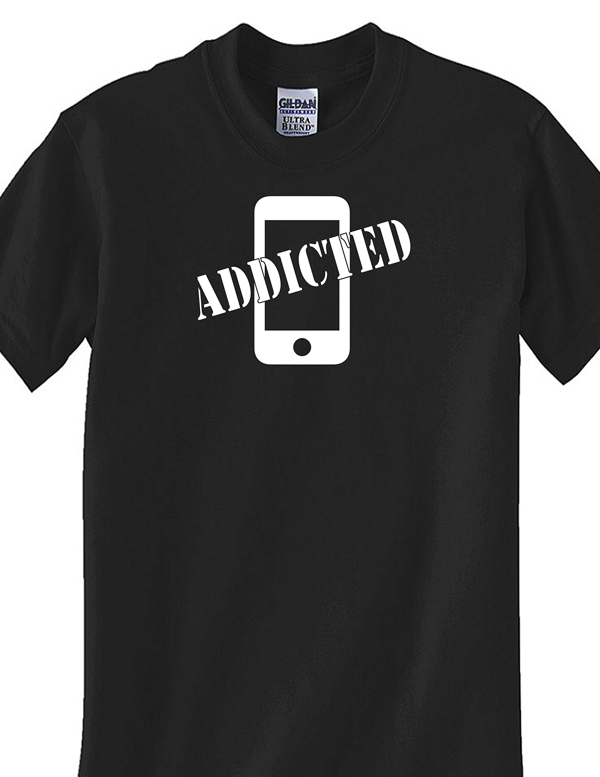 STUFF WITH ATTITUDE Cell Phone Addict Black T-Shirt | Funny Sarcastic Graphic Tee for Men & Women | Perfect Gift for Tech Lovers & Social Media Enthusiasts