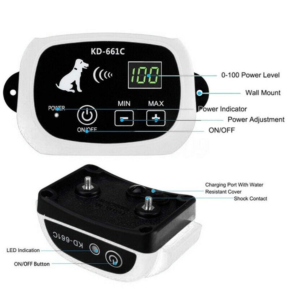 Wireless Dog Fence System - Safe & Effective Electric Pet Containment with Waterproof Collar, Adjustable Range & Distance Display - Beep & Shock Modes for 2 Dogs - Perfect for Yard Training & Outdoor Pet Safety