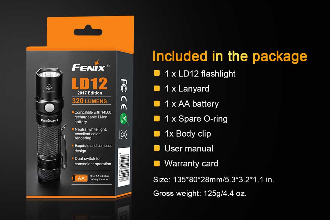 Fenix LD12 Flashlight - High-Performance LED Tactical Flashlight for Outdoor, Camping, Hiking & Emergency Use (2017 Edition)