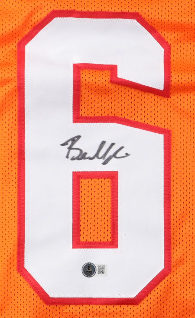 Baker Mayfield Tampa Bay Buccaneers Signed Orange Football Jersey - Authentic Autographed NFL Collectible for Fans & Memorabilia Enthusiasts - Perfect for Display, Gifting, and Game Day Support