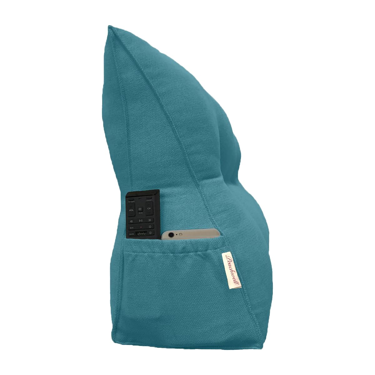 Large Triangular Reading Bed Rest Pillow with Removable Cover & Side Pockets - Teal Blue King Size (78x8x20 inches) - Perfect for Reading, Watching TV, or Lounging in Bed