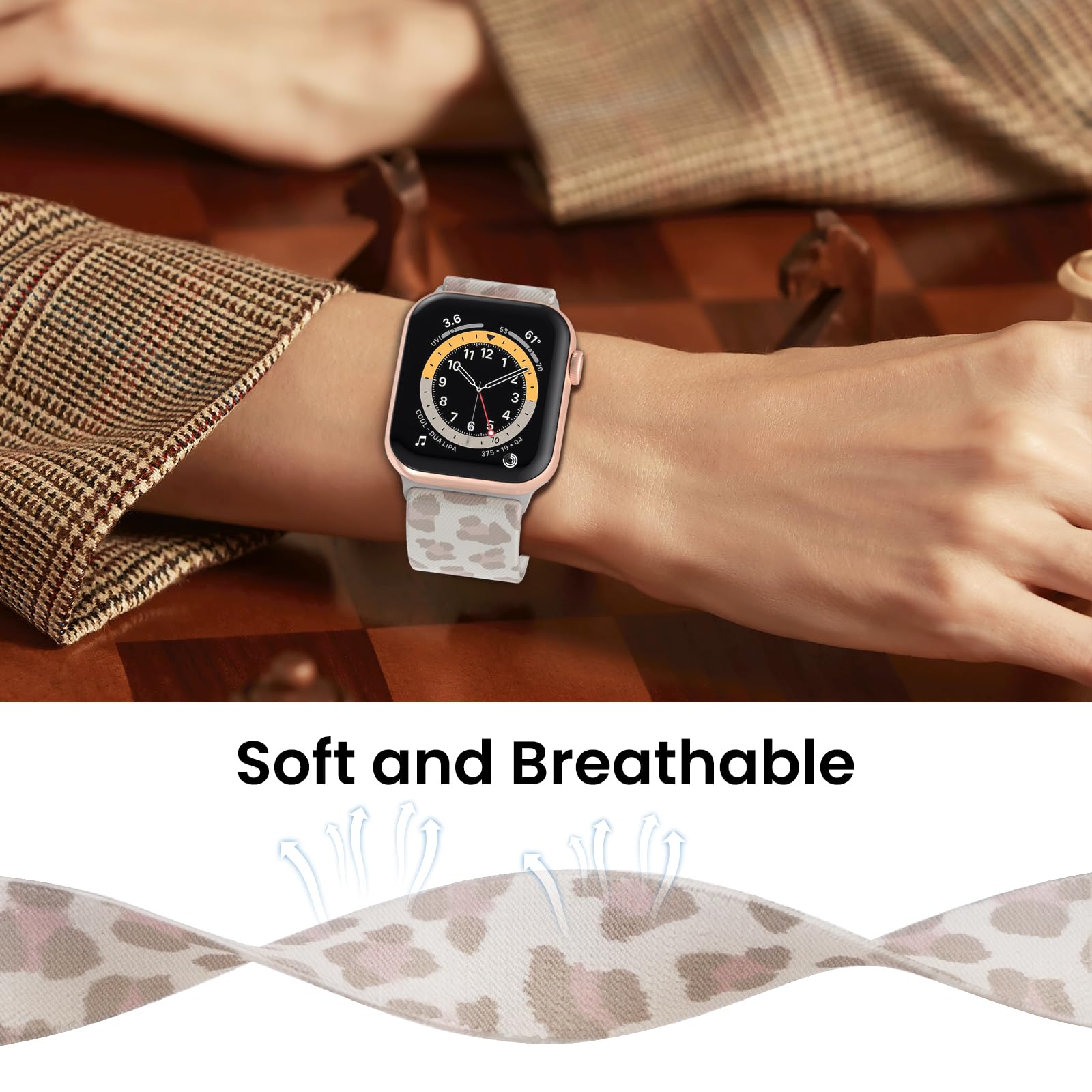 Delidigi Stretchable Nylon Braided Apple Watch Bands for Women - Compatible with iWatch Series 10/9/8/7/6/SE/5/4/3 & Ultra/Ultra 2 (38mm/40mm/41mm/42mm/44mm/45mm/46mm/49mm) - Perfect for Workouts, Running & Everyday Wear