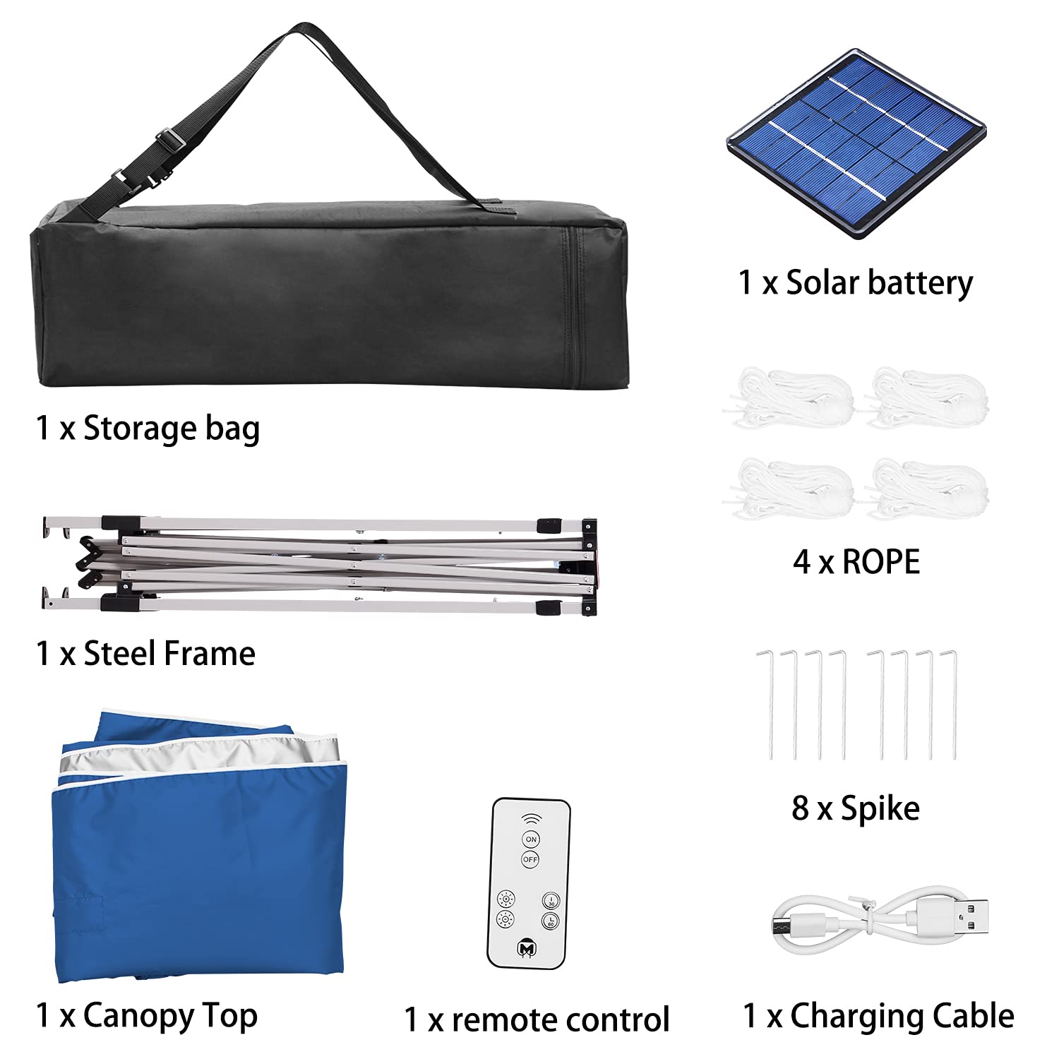 10x10 ft Pop-Up Canopy Tent with Solar LED Lights - Portable Outdoor Party Shelter for Camping, Tailgating, Beach & Backyard Events (Blue)