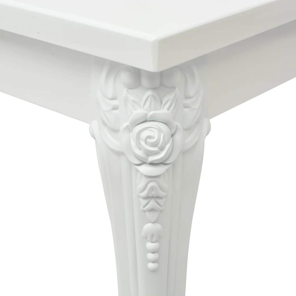 CHARMMA Medieval Style Dining Table - 45.7x26x30 Inch High Gloss White Kitchen Table, Side Table for Living Room, Bedroom & Dining Area | Perfect for Small Spaces, Breakfast Nooks & Cozy Gatherings