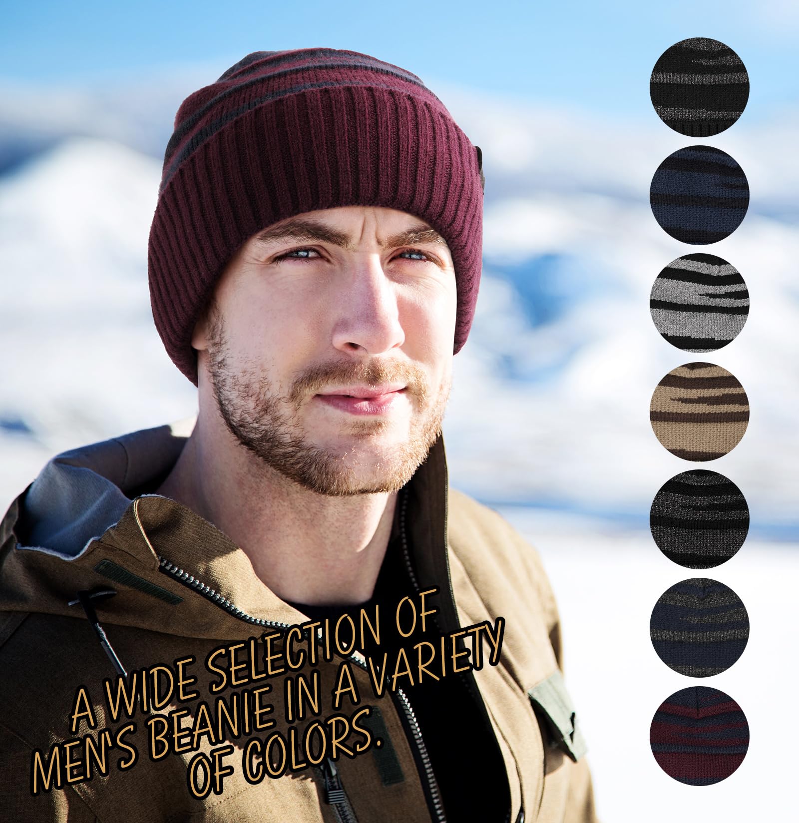 Warm Fleece-Lined Winter Beanie Hat for Men & Women - Soft Knitted Ski Cap for Cold Weather - Perfect for Skiing, Snowboarding & Outdoor Activities