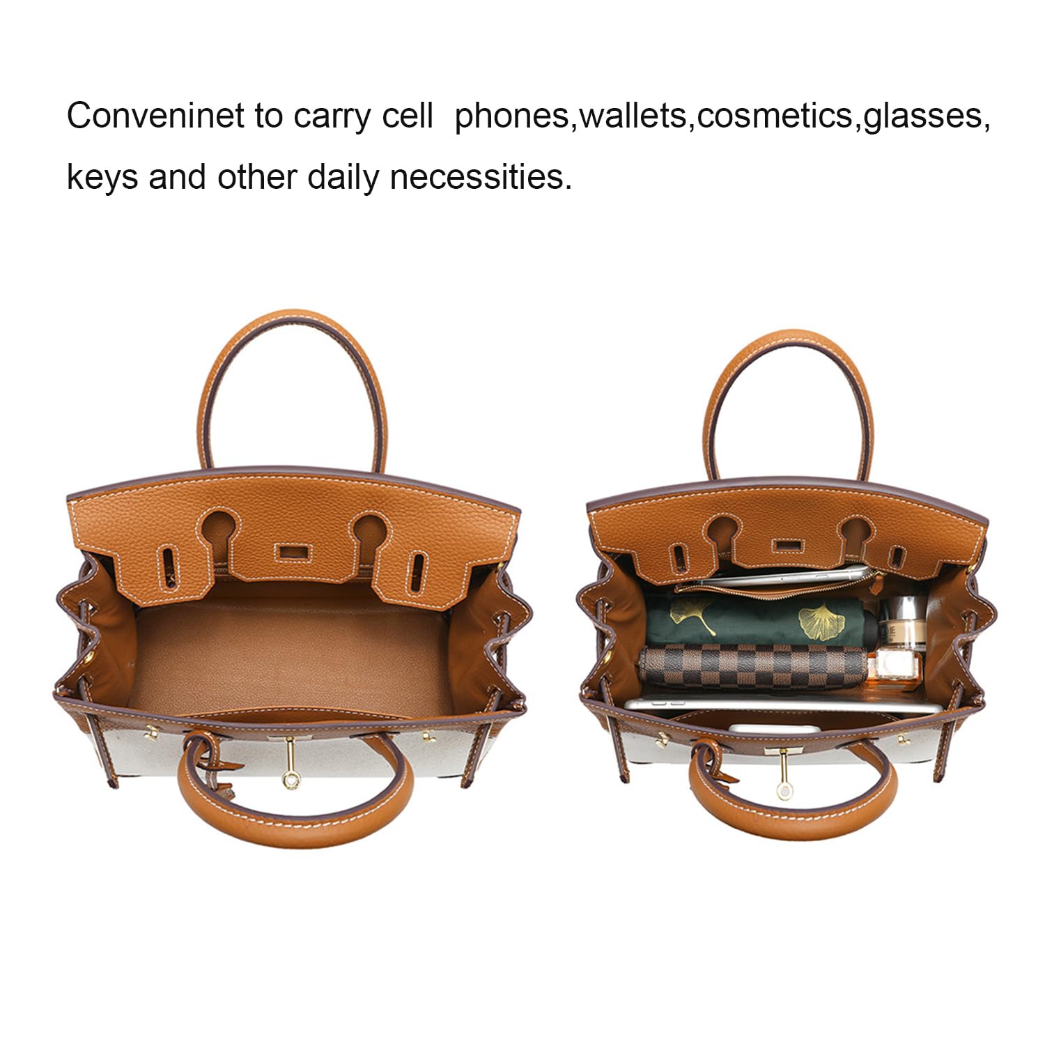 Stylish Women's Leather & Canvas Top Handle Satchel Purse - Adjustable Shoulder Strap Tote Handbag for Work, Travel & Everyday Use