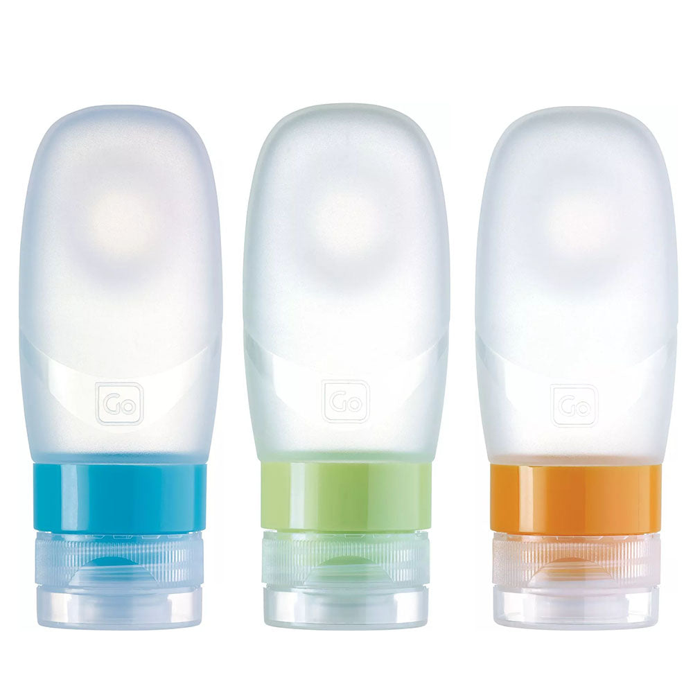 Go Travel Squeeze It Trio - 3-Piece Silicone Travel Bottle Set for Toiletries & Cosmetics | Leak-Proof, TSA Approved | Perfect for Air Travel, Gym & Camping