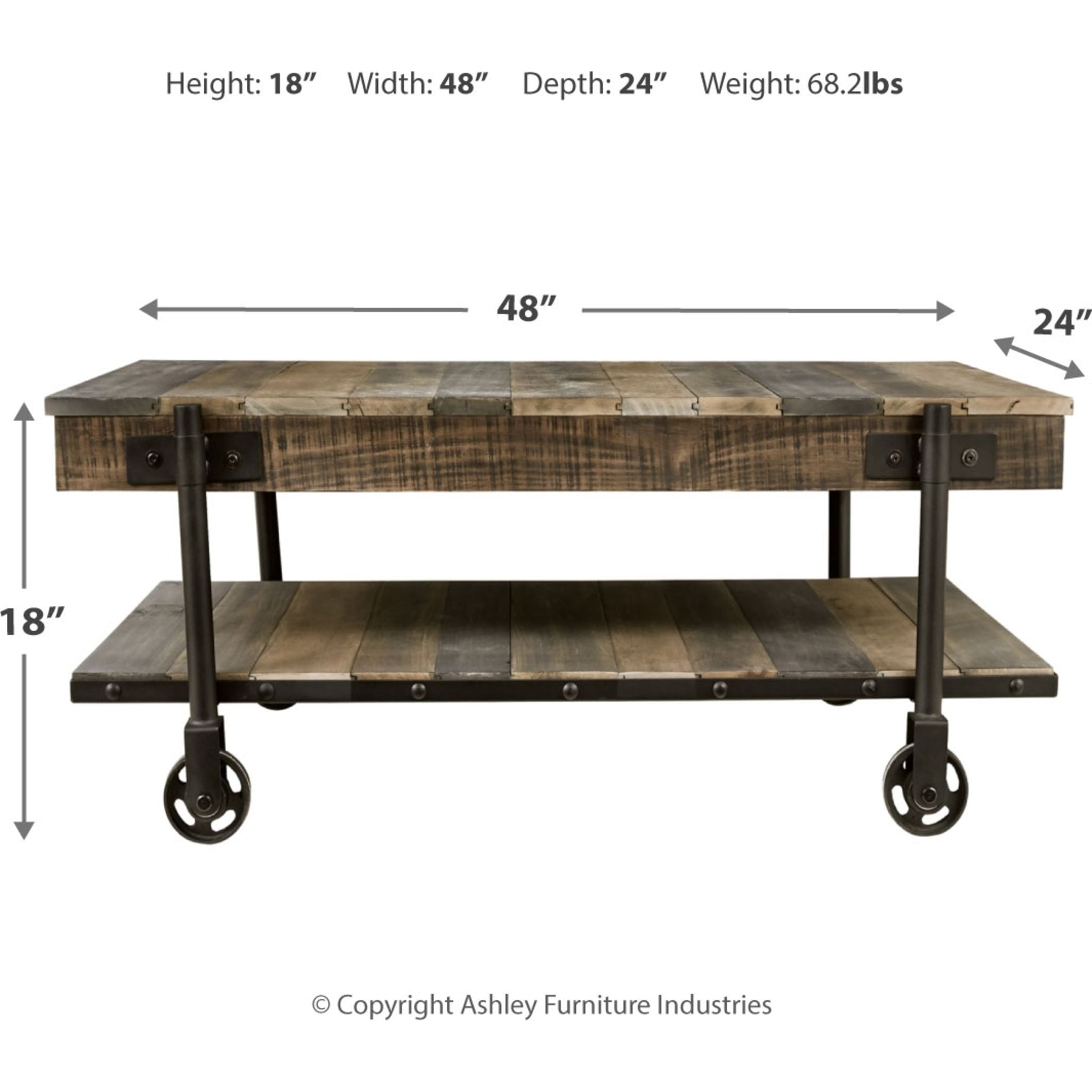 Bostweil Modern Coffee Table - Brown & Black Wooden Living Room Furniture for Home Decor & Small Spaces
