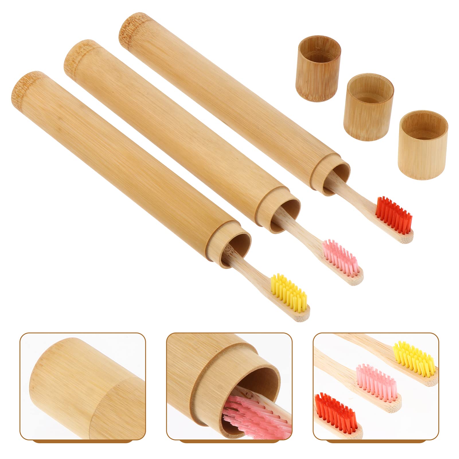 Eco-Friendly Bamboo Toothbrushes with Travel Case - 3 Pack Organic Toothbrush Set for Adults & Kids | Perfect for Travel, Camping, Hiking & Daily Oral Care