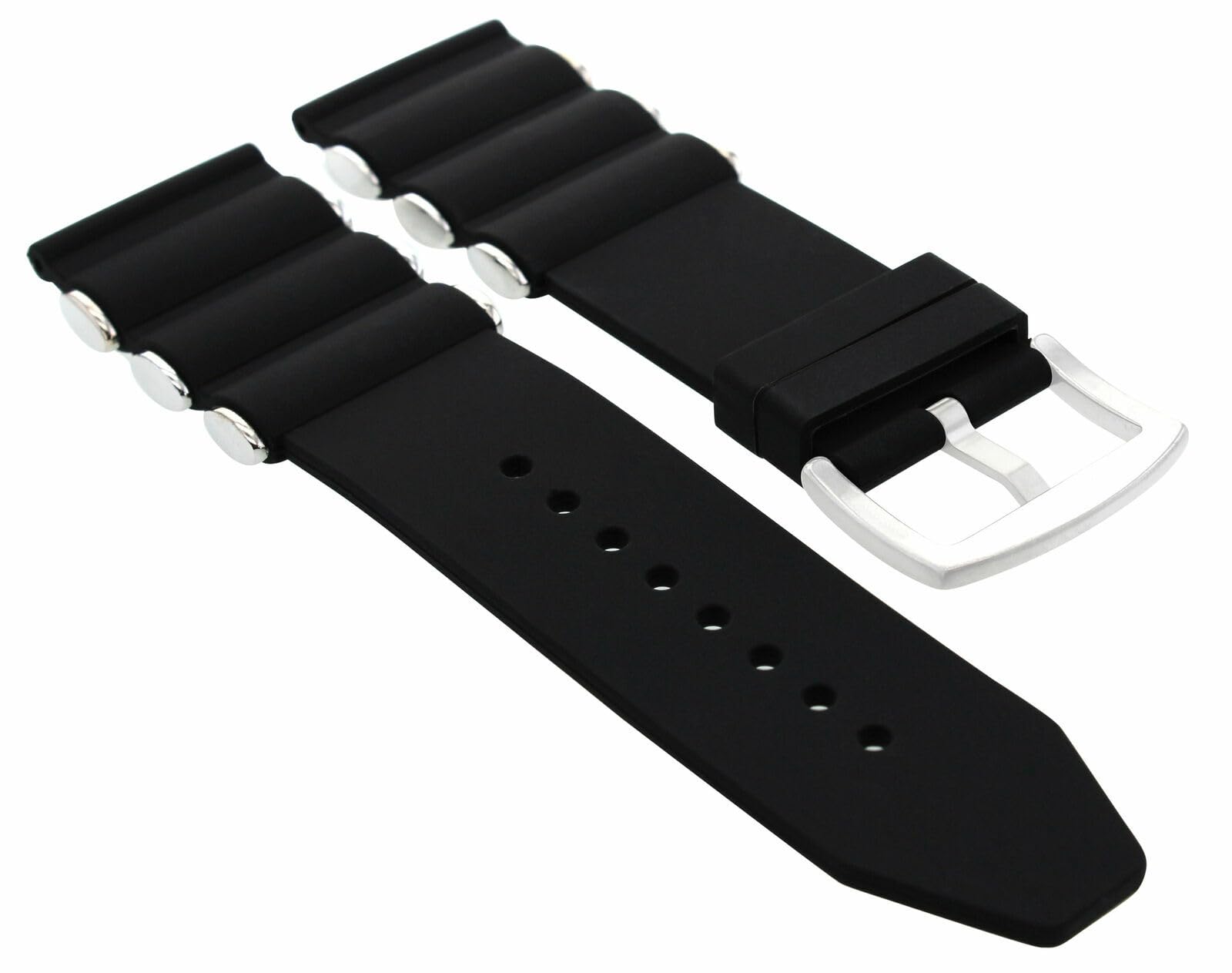 22mm Rubber Diver Watch Band Strap - Compatible with Montblanc Timewalker Stainless Steel Watch - Black Replacement Strap for Swimming, Diving & Outdoor Activities