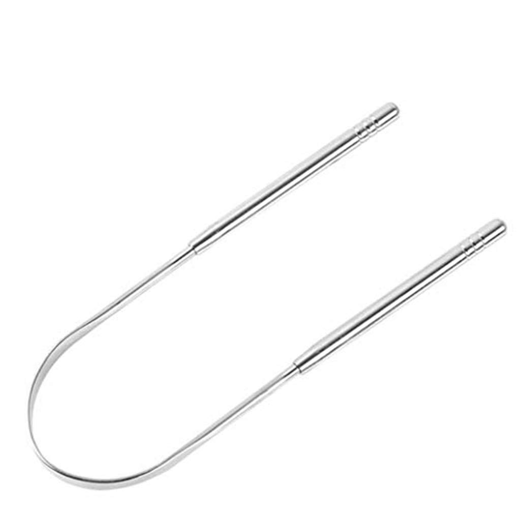 GOMYIE Stainless Steel Tongue Scraper & Cleaner - Silver Tongue Brush for Bad Breath & Oral Hygiene - Perfect for Daily Dental Care & Fresh Breath Routine