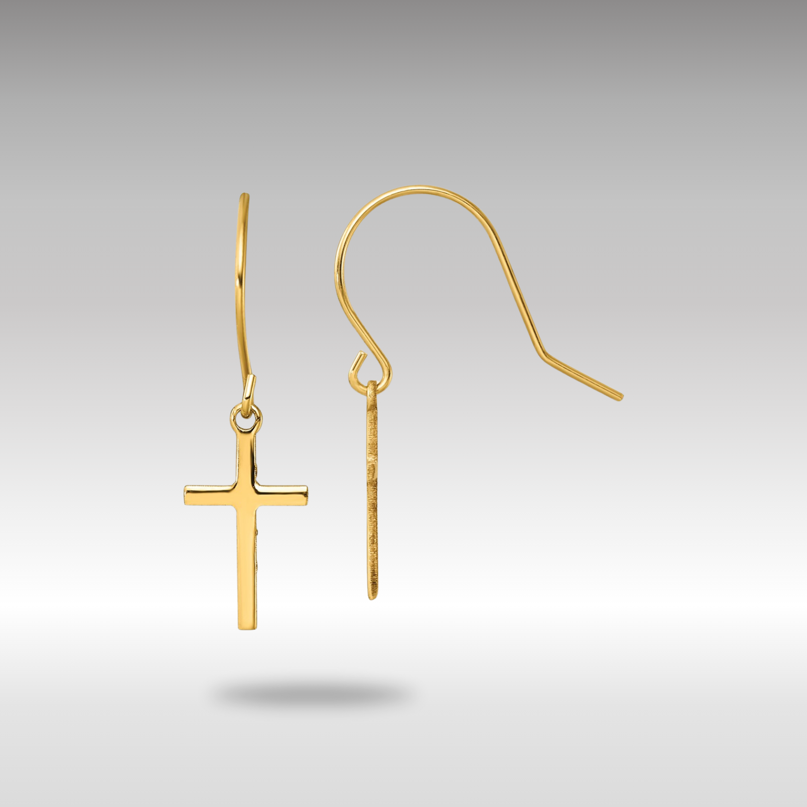 Gold Dangle Cross Shepherd Hook Earrings for Women - 14K Gold Plated Religious Jewelry - Perfect for Church, Weddings & Everyday Wear - Model TM788