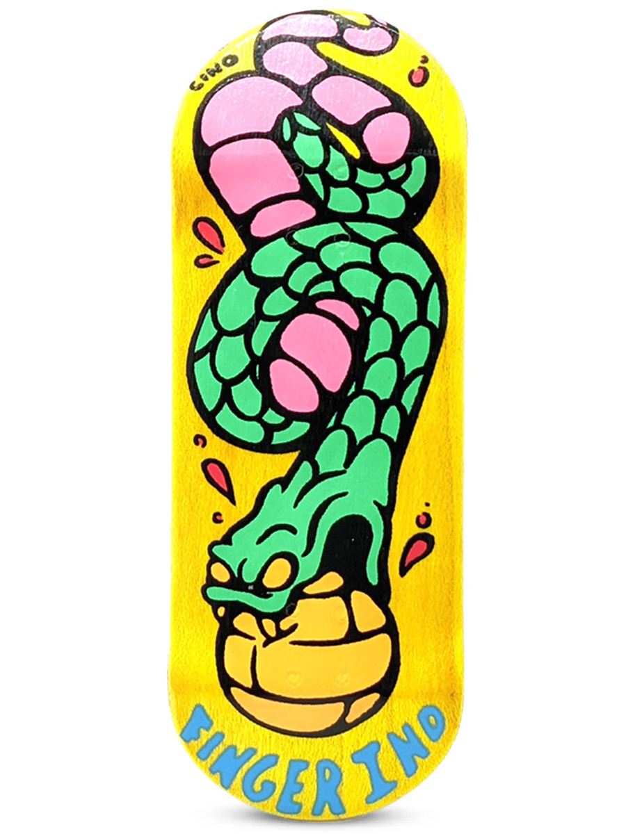 Finger Industries x CINO Professional Fingerboard Deck - Snake Graphic Design for Finger Skateboarding | Perfect for Skateboard Enthusiasts & Collectors | Indoor Skate Tricks & Street Style Practice