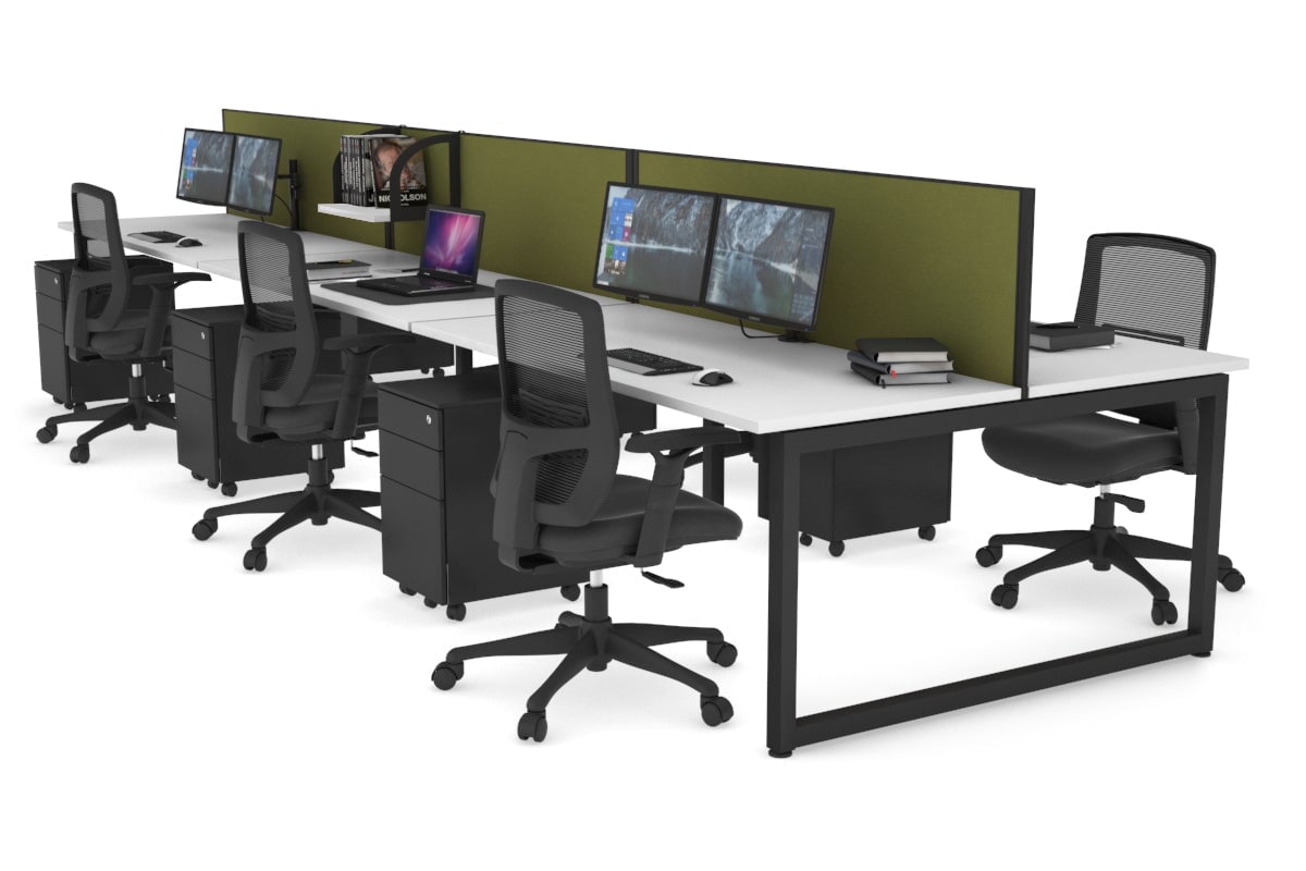 Quadro Loop Legs 6-Person Office Workstation Desk [1800L x 700W] - Modern Collaborative Workspace Solution for Team Projects & Open Office Layouts