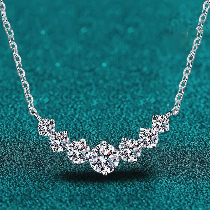 Stunning 925 Sterling Silver Moissanite Diamond Necklace for Women - White Gold Plated Pendant, Elegant Wedding & Evening Jewelry Gift