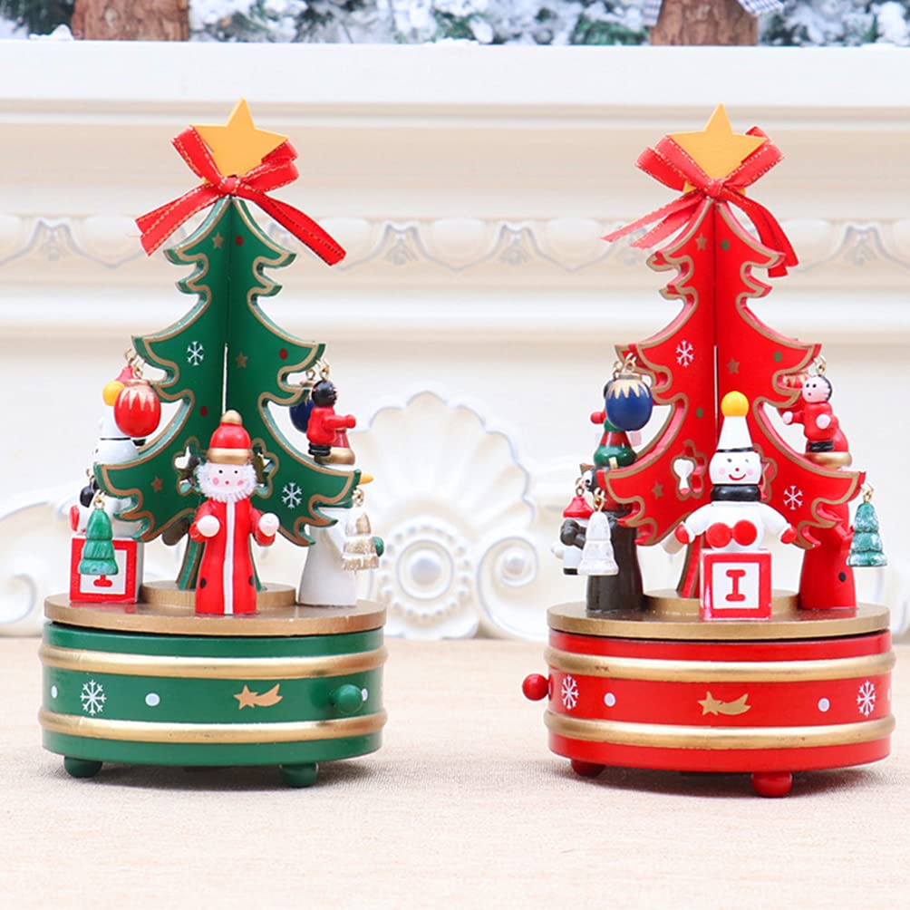 ABOOFAN Wooden Christmas Music Box - Handcrafted Carousel with Merry Christmas Puzzle Toy, Table Ornament & Holiday Decoration for Kids, Home, Party, Xmas Tree Skirt Display